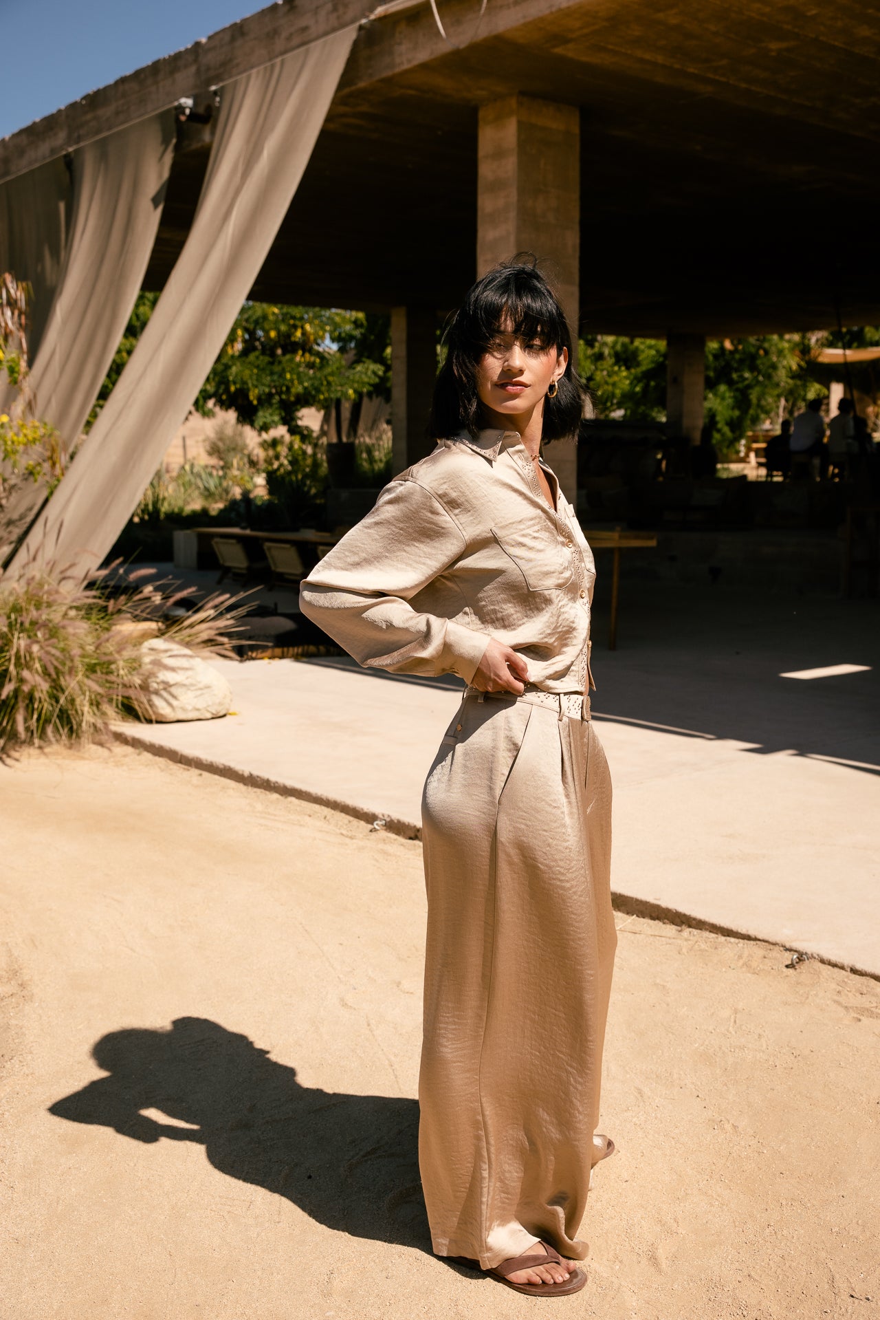 

Chemise ample cropped Femme Caretina Satinado gold | Freeman T. Porter