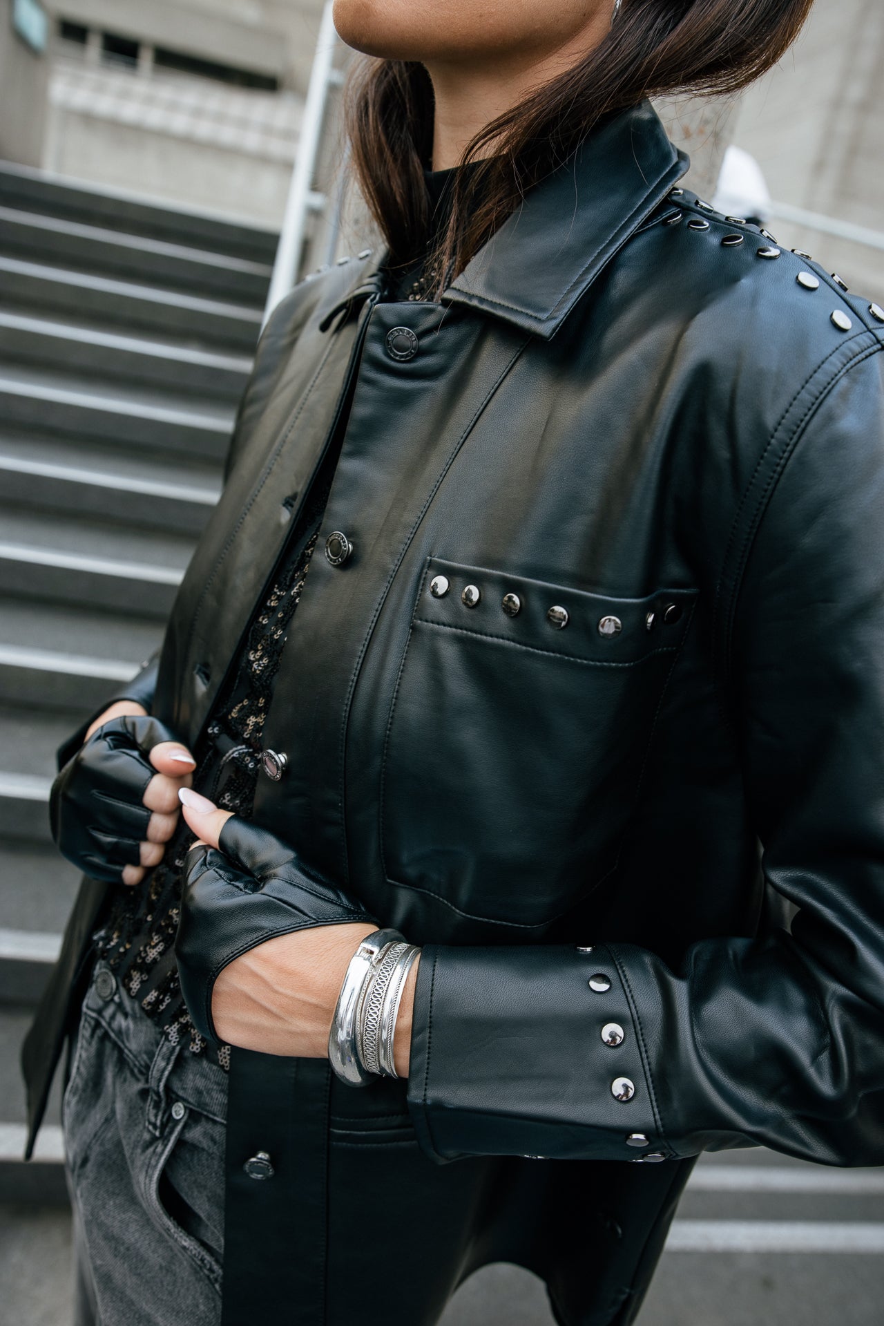 

Sobrecamisa de piel sintética Mujer Voro Rock black | Freeman T. Porter