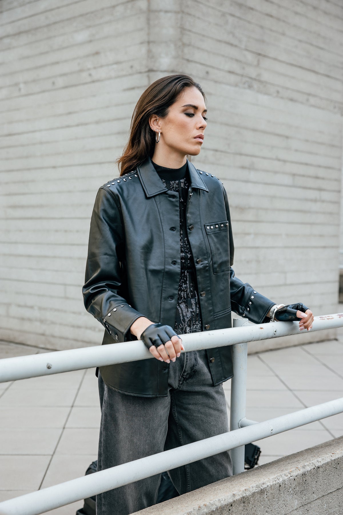 

Sobrecamisa de piel sintética Mujer Voro Rock black | Freeman T. Porter