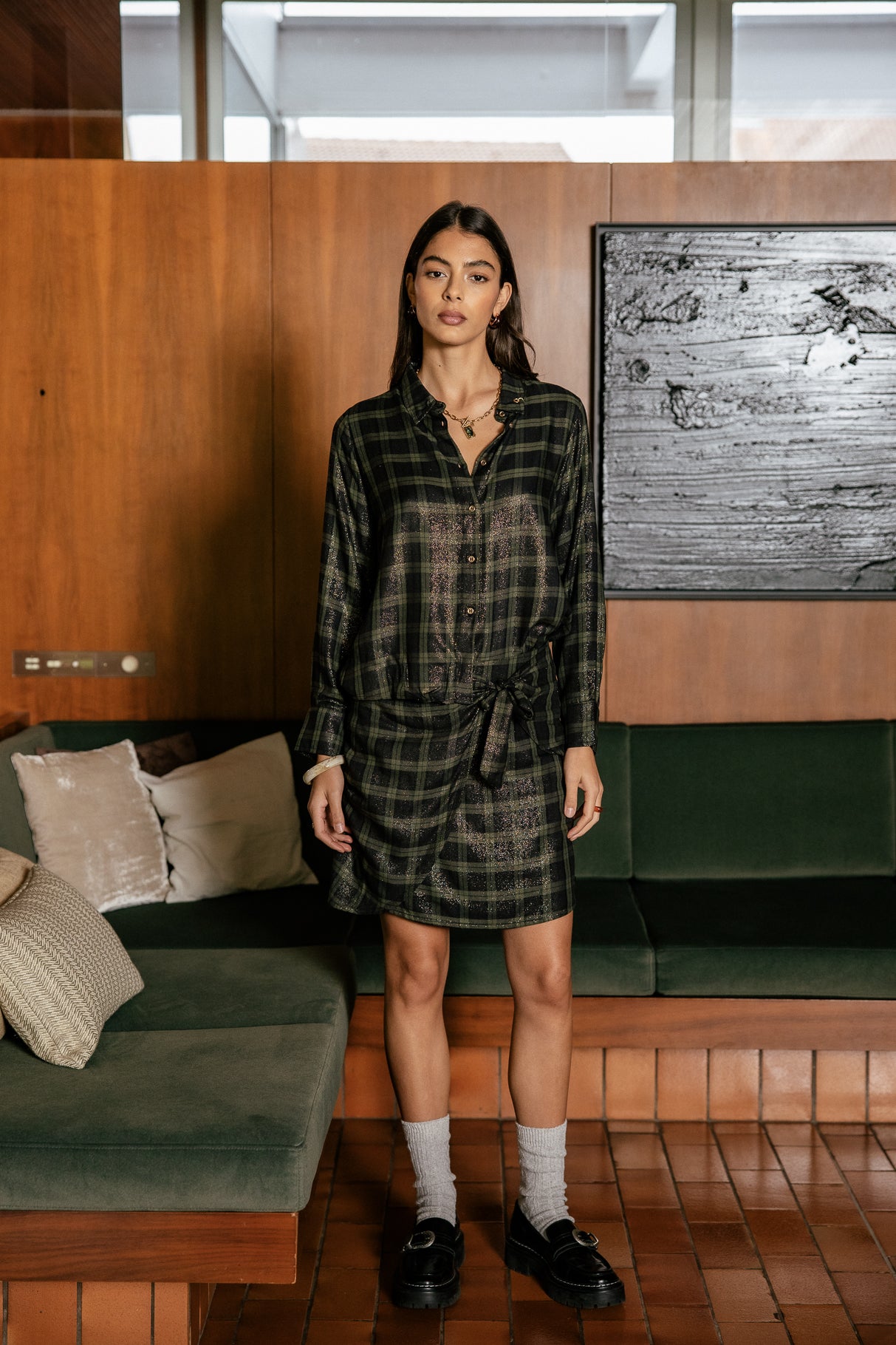 

Chemise fluide avec lurex Femme Carryl Glow khaki | Freeman T. Porter