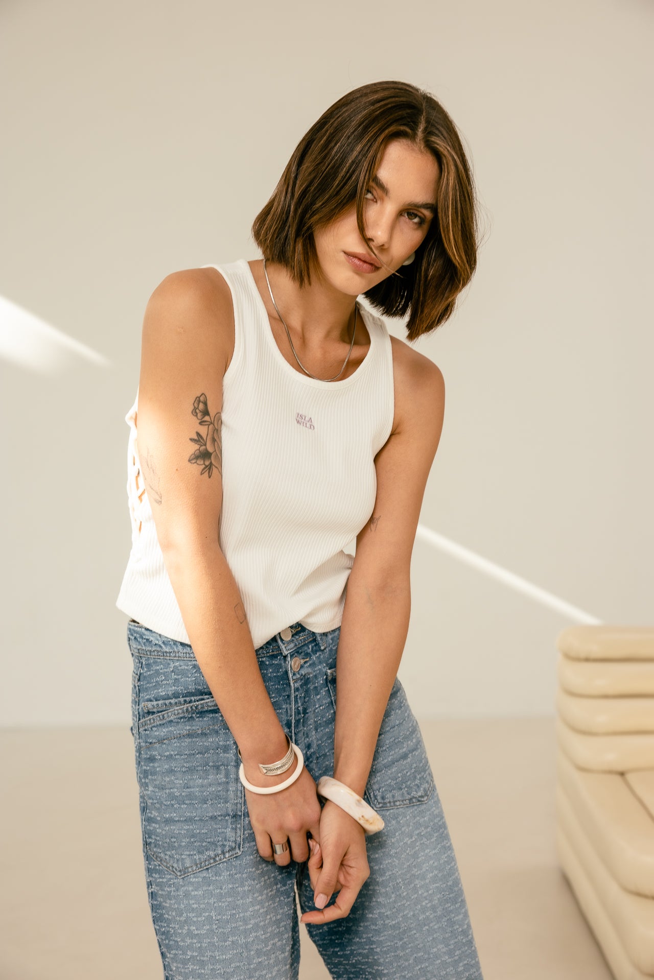 

Débardeur en maille Femme Datta Rib white | Freeman T. Porter