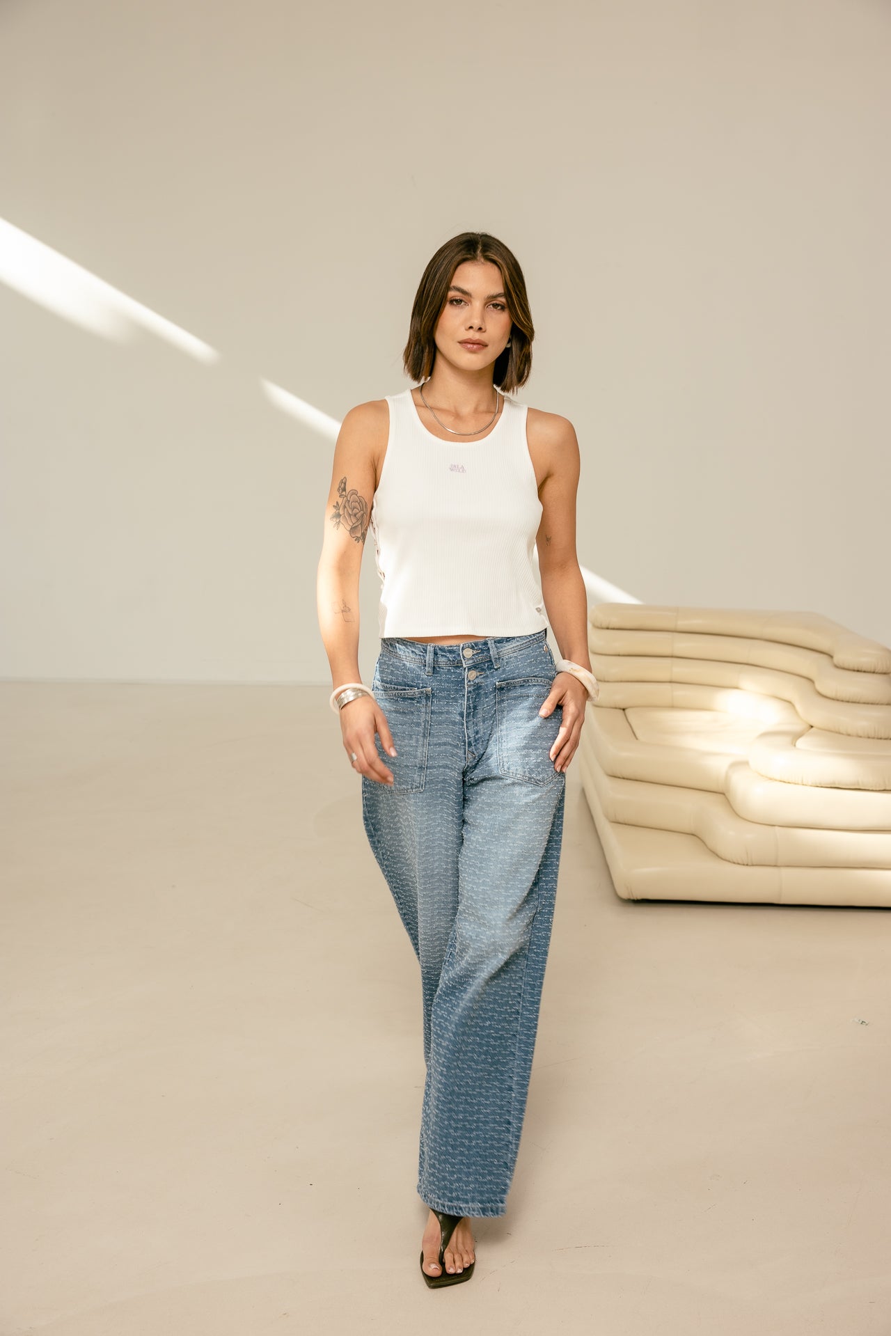 

Débardeur en maille Femme Datta Rib white | Freeman T. Porter