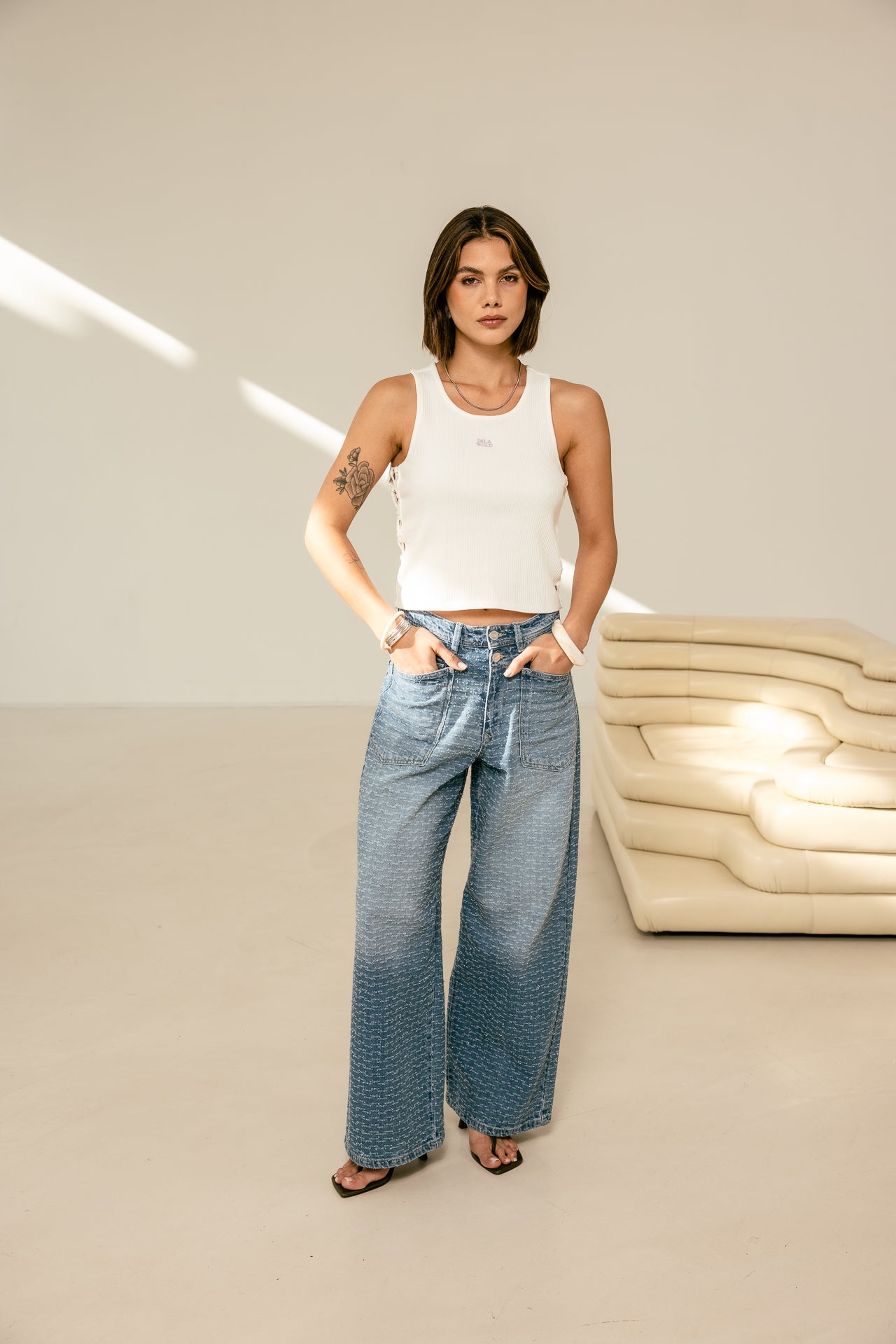 

Débardeur en maille Femme Datta Rib white | Freeman T. Porter