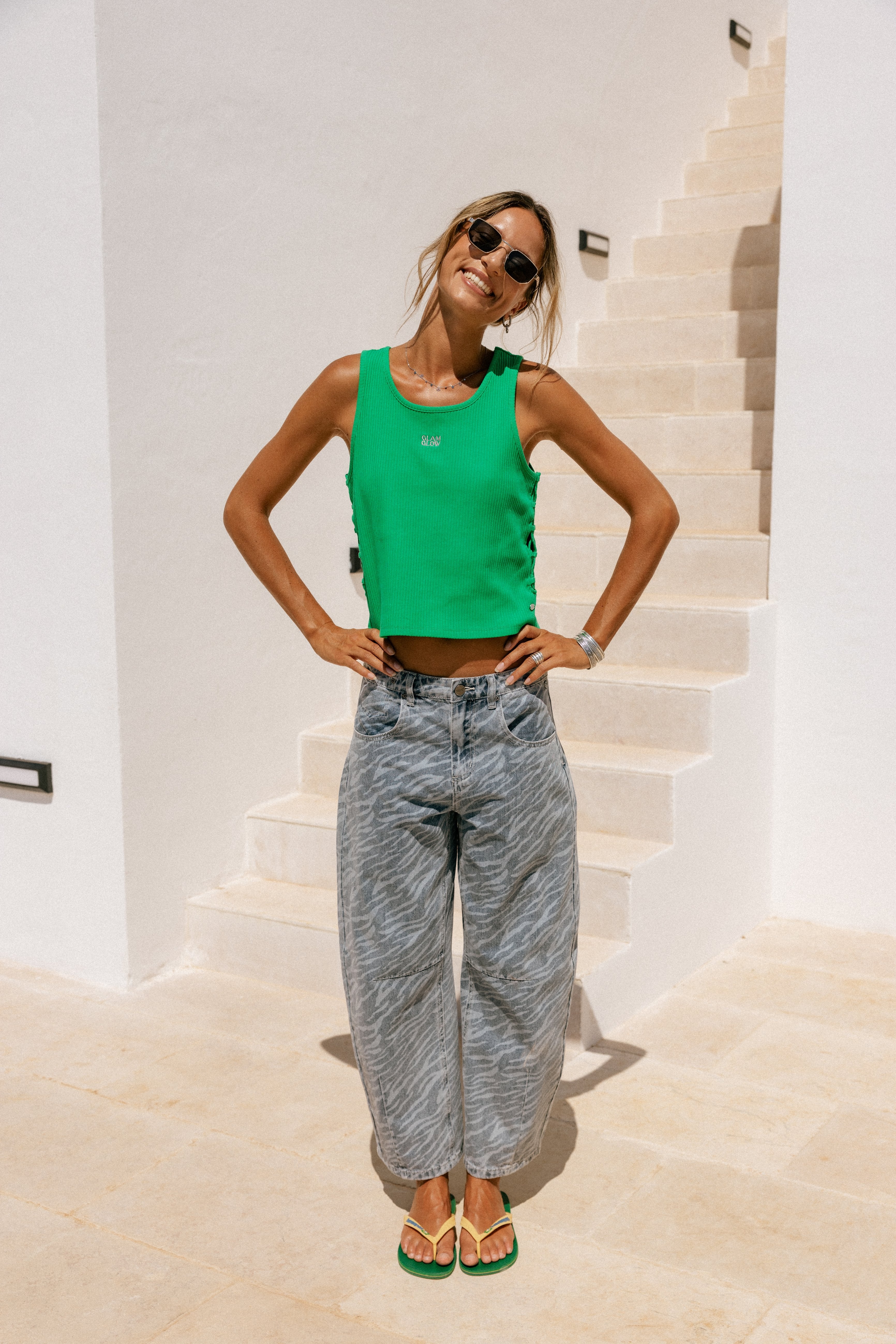 

Camiseta sin mangas de malla Mujer Datta Rib green | Freeman T. Porter