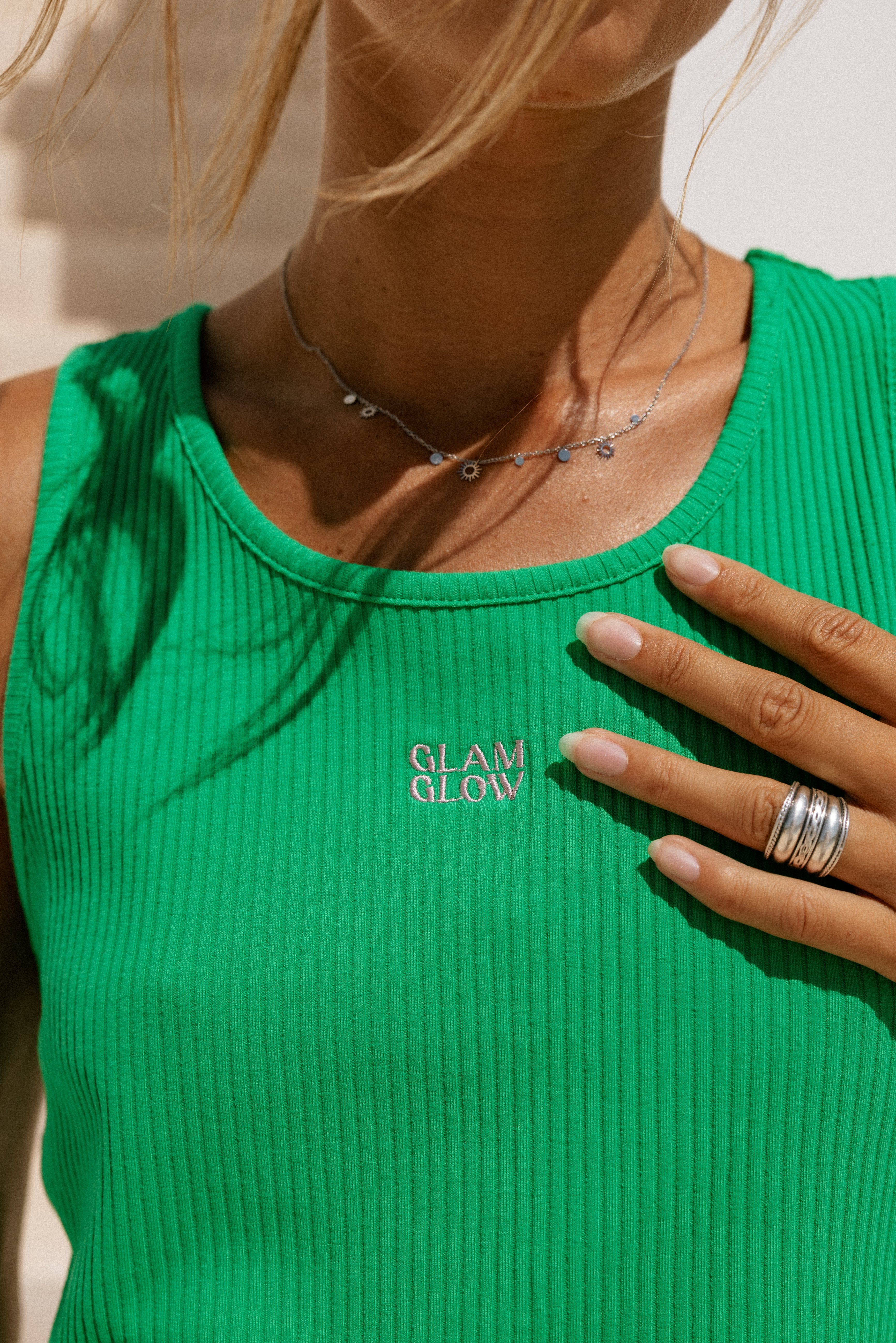 

Camiseta sin mangas de malla Mujer Datta Rib green | Freeman T. Porter