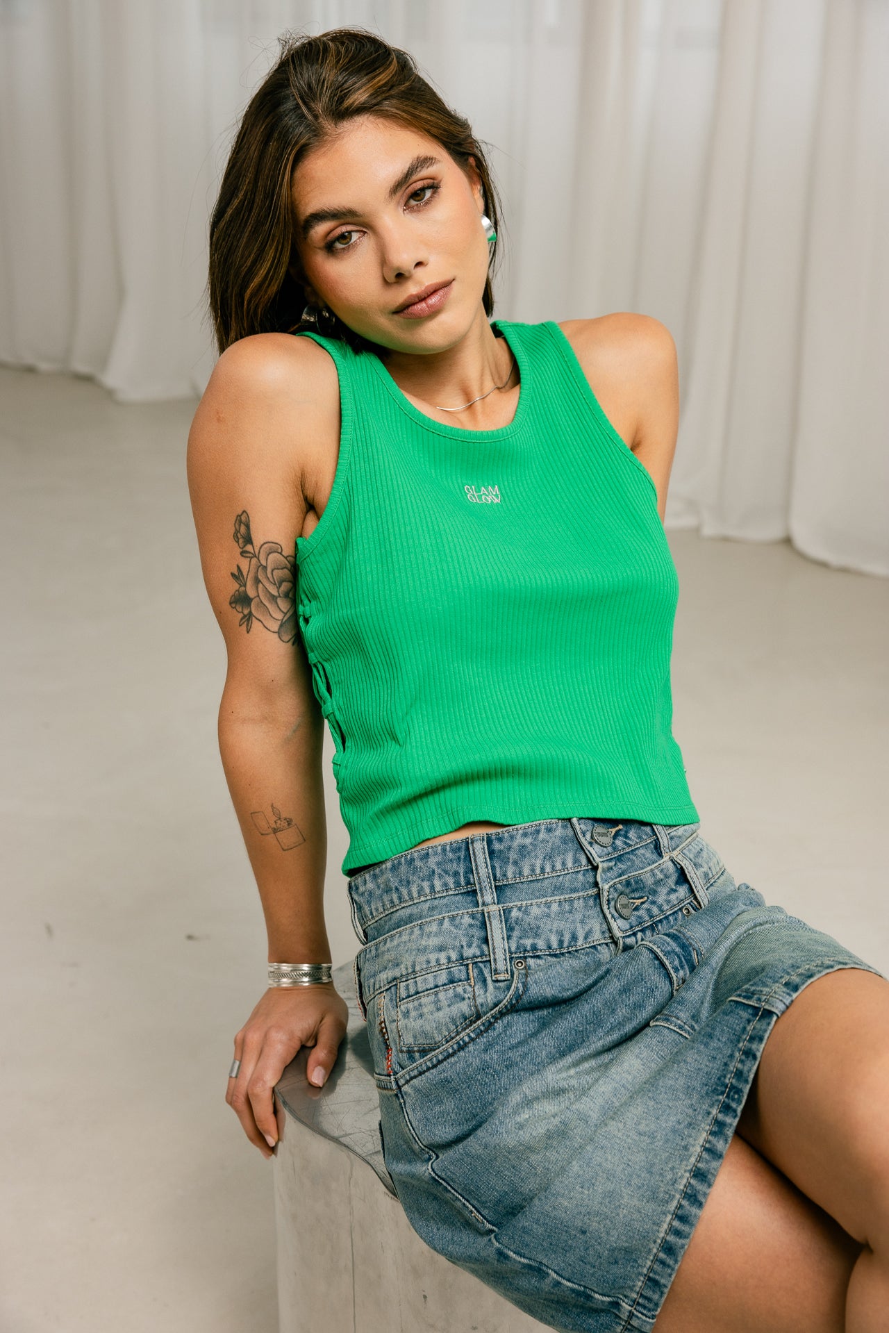 

Débardeur en maille Femme Datta Rib green | Freeman T. Porter