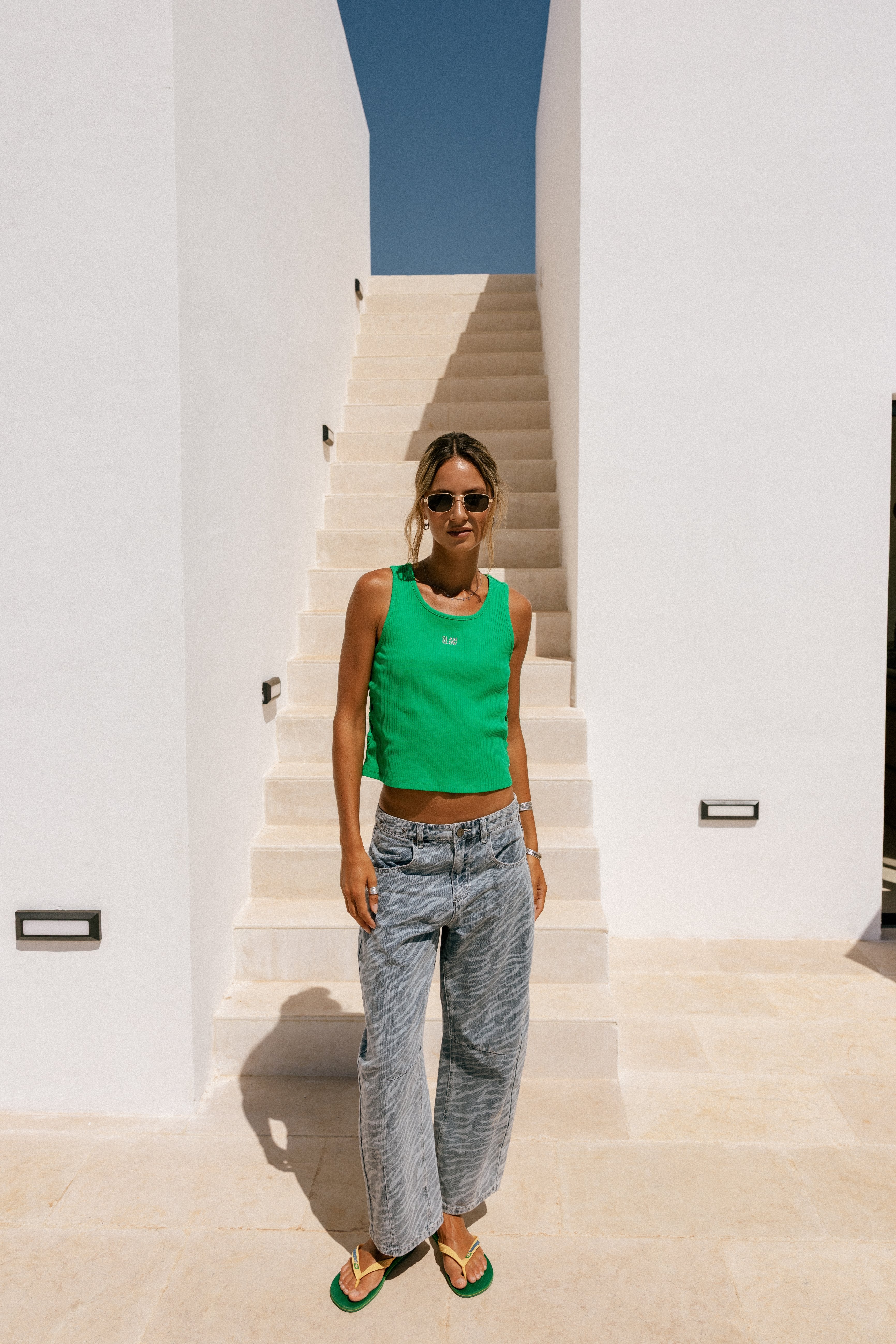 

Camiseta sin mangas de malla Mujer Datta Rib green | Freeman T. Porter