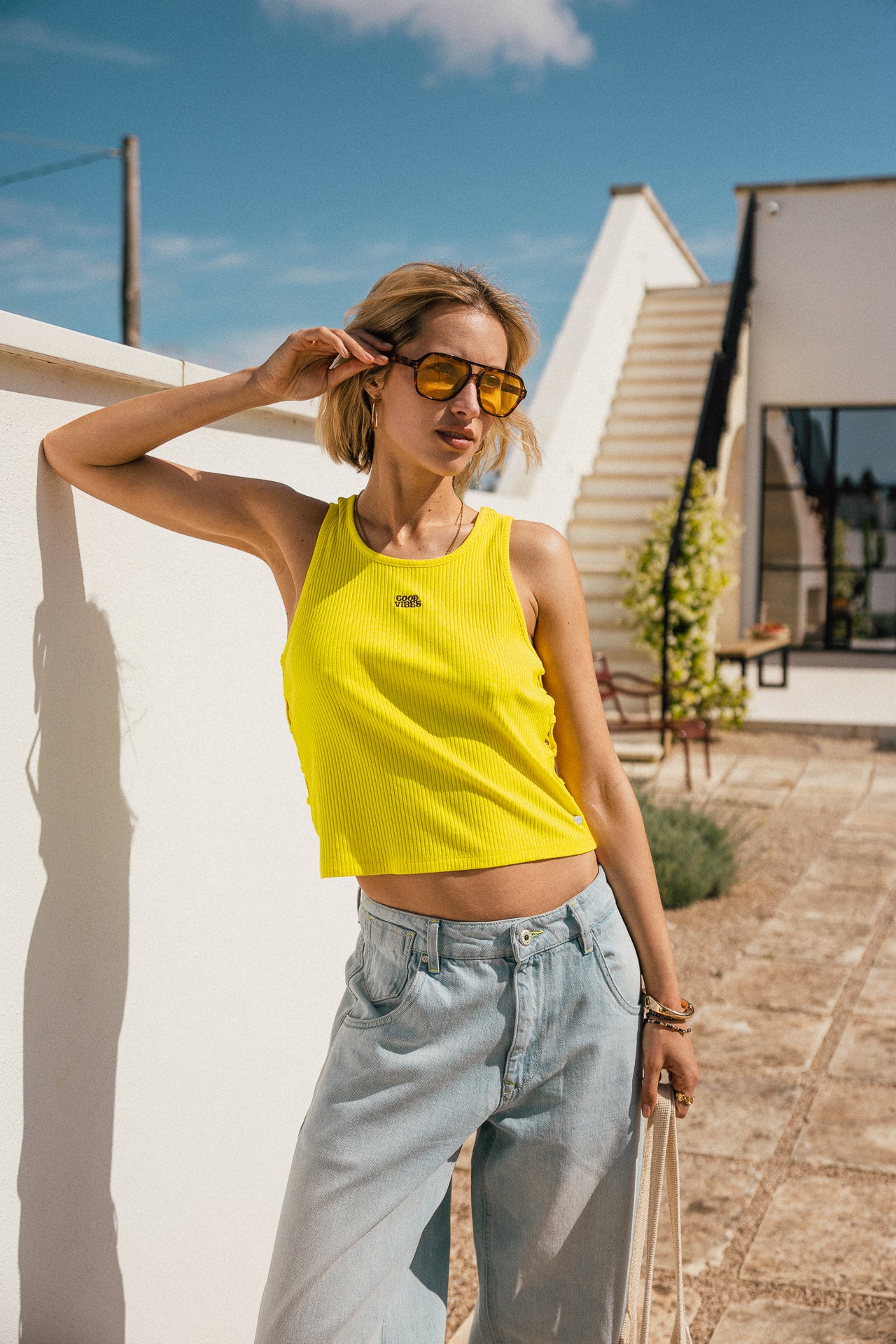 

Débardeur crop  Femme Datta Rib yellow | Freeman T. Porter