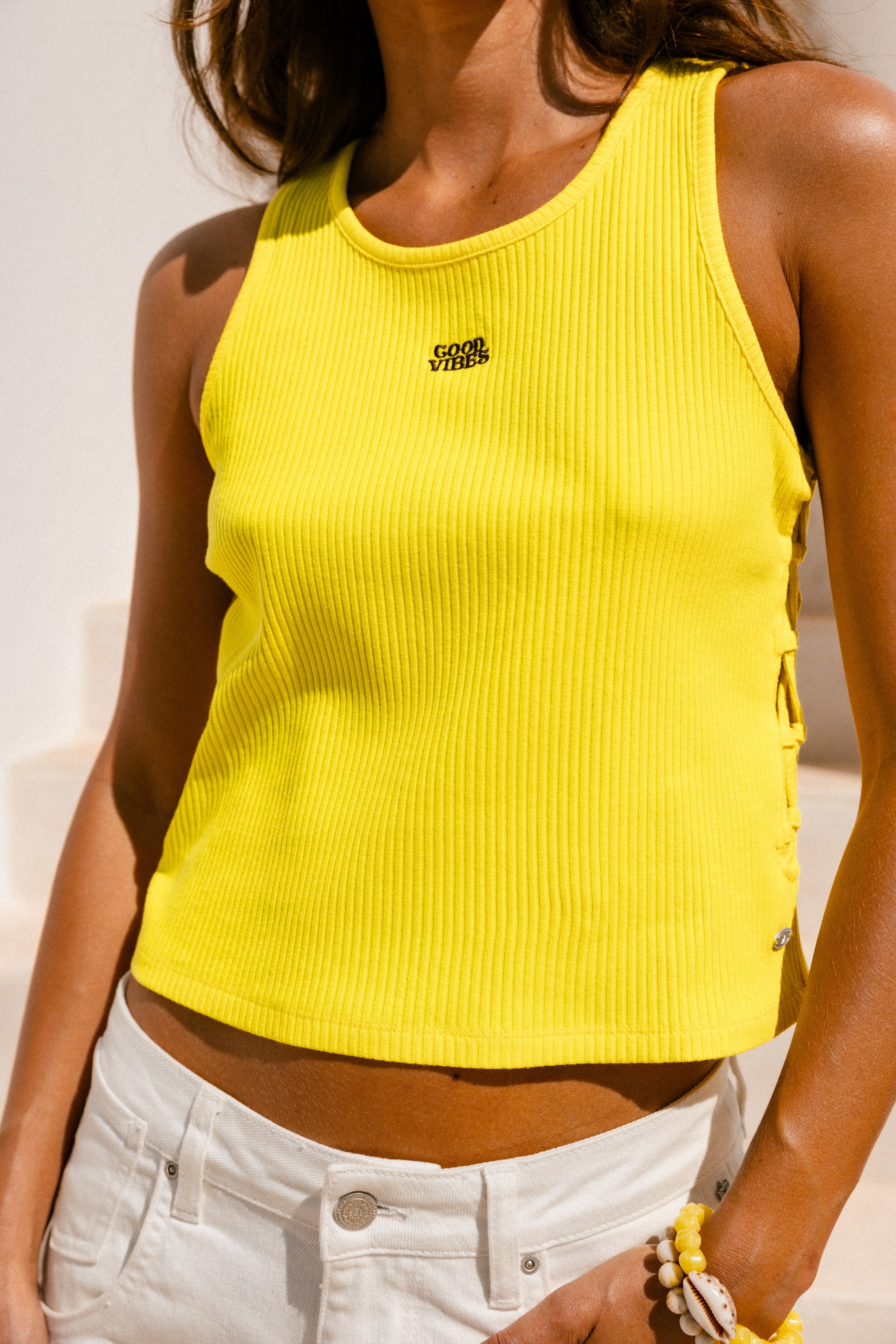 

Débardeur crop Femme Datta Rib yellow | Freeman T. Porter