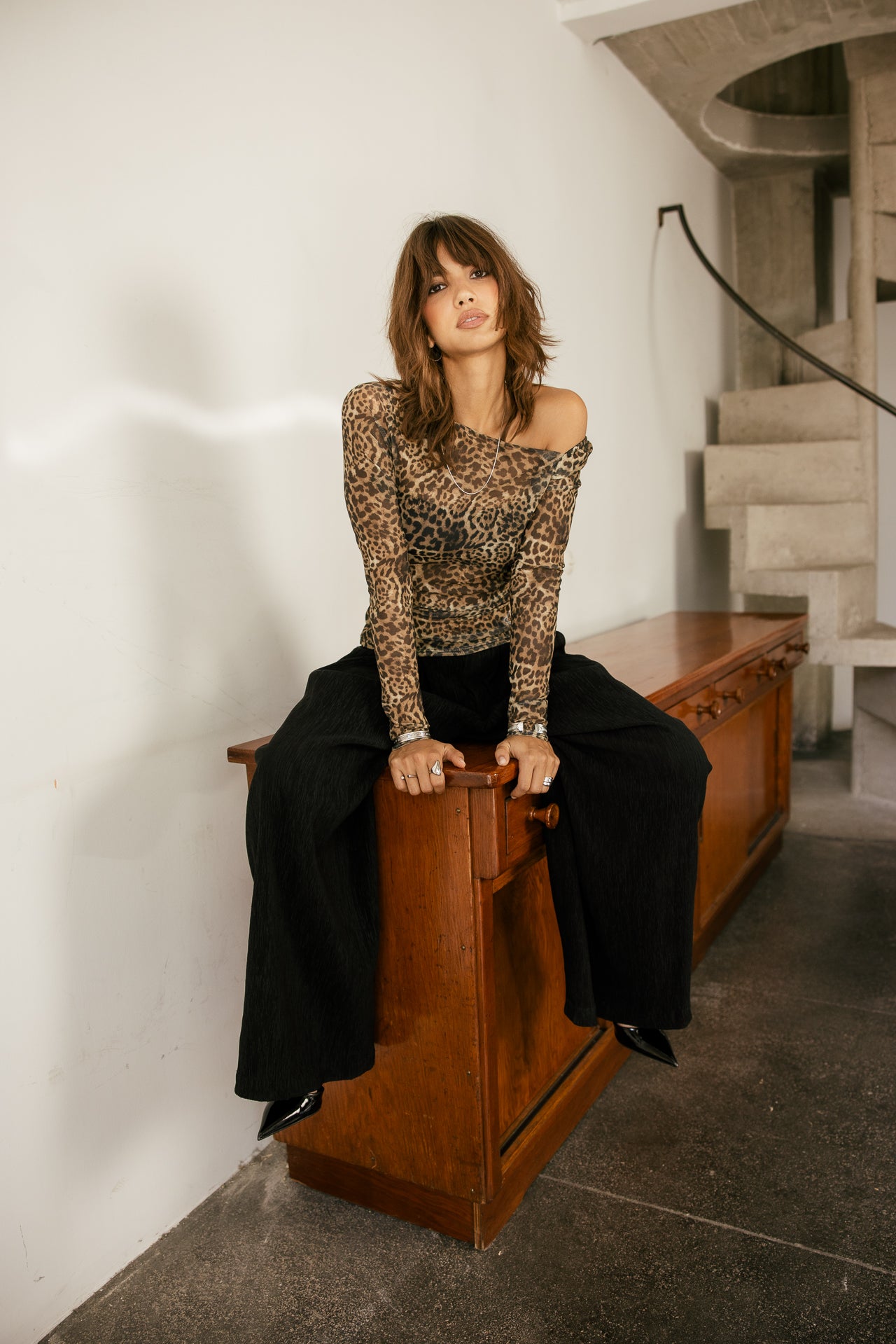 

Langarm-Tülltop mit Print Damen Tapiano Leopard original | Freeman T. Porter