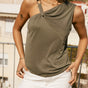 

Top de tirantes fluido asimétrico con hebilla dorada Mujer Topika Casual khaki | Freeman T. Porter