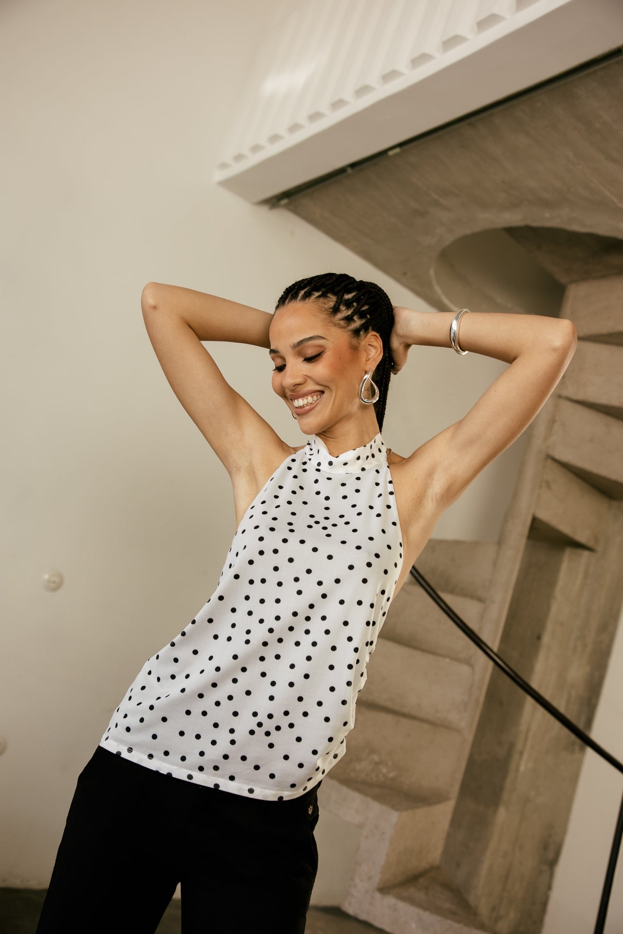 

Top fluide dos nu en tulle à imprimé Femme Taoma Nightout white / black | Freeman T. Porter