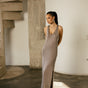 

Vestido largo recto con lentejuelas y abertura ligera Mujer Rattina Lurex silver | Freeman T. Porter