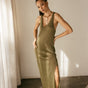 

Vestido largo recto de lentejuelas con pequeña abertura Mujer Rattina Lurex khaki | Freeman T. Porter