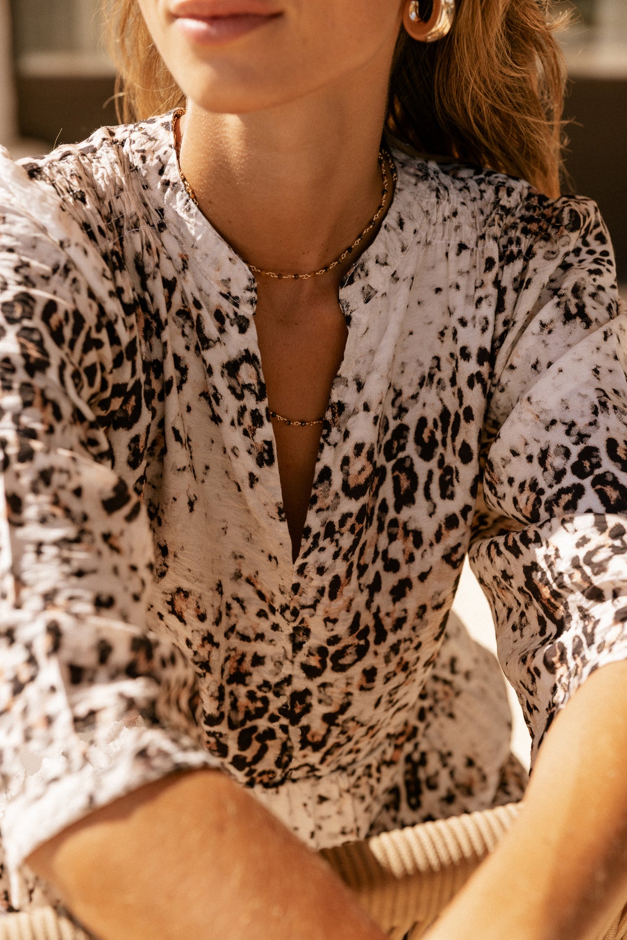 

Vestido corto estampado Mujer Reyeline Leo Bleached off white | Freeman T. Porter