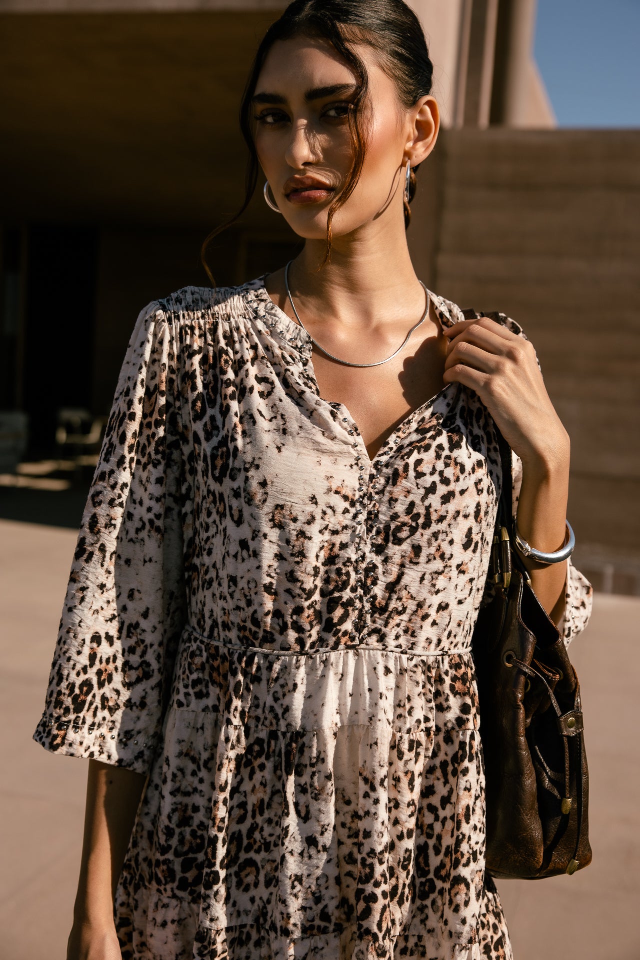 

Kleid mit Nieten-Details Damen Reyeline Leo Bleached off white | Freeman T. Porter