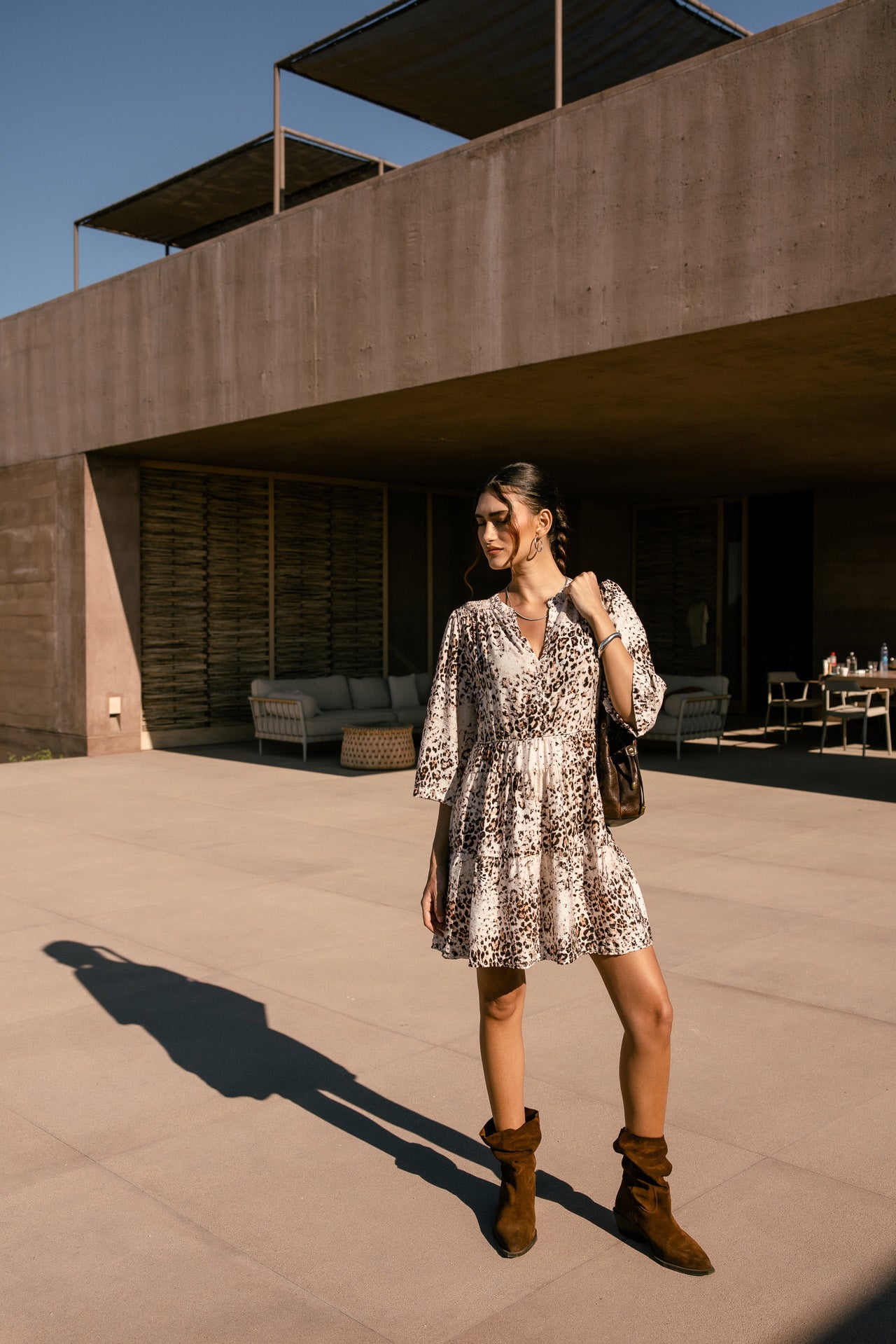 

Robe courte imprimée Femme Reyeline Leo Bleached off white | Freeman T. Porter