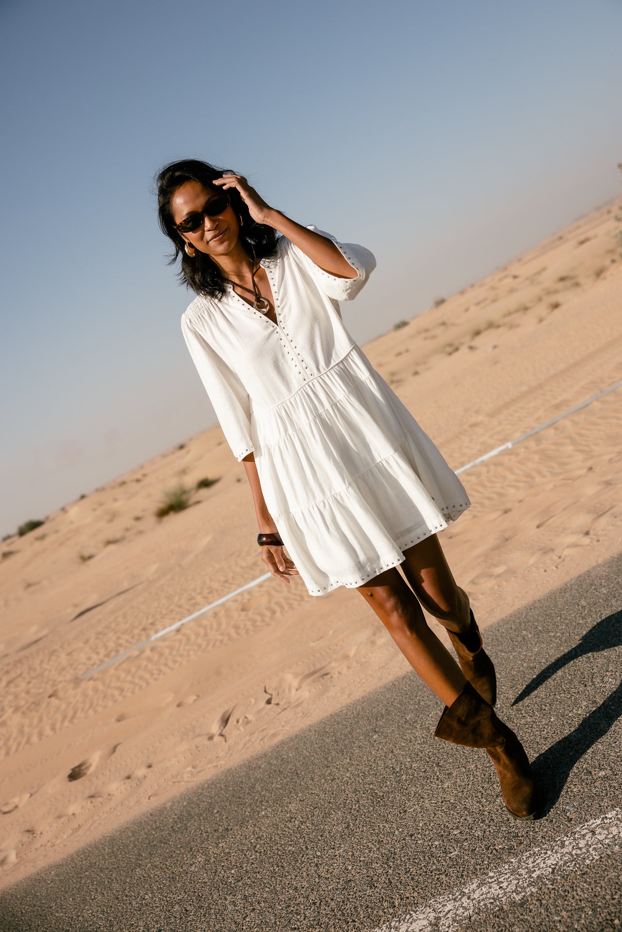 

Kleid mit Nieten-Details Damen Reyeline Plain white | Freeman T. Porter