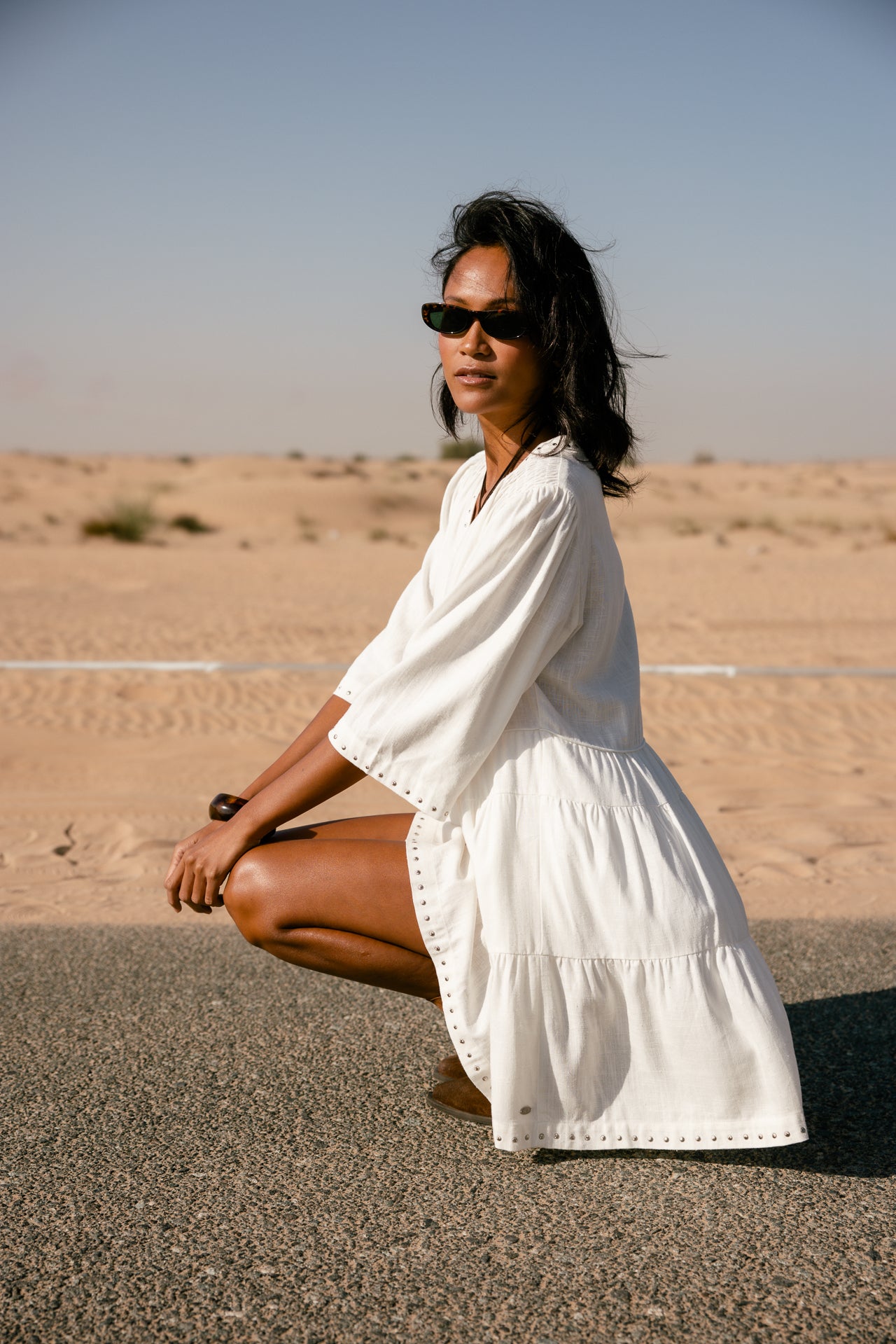 

Kleid mit Nieten-Details Damen Reyeline Plain white | Freeman T. Porter