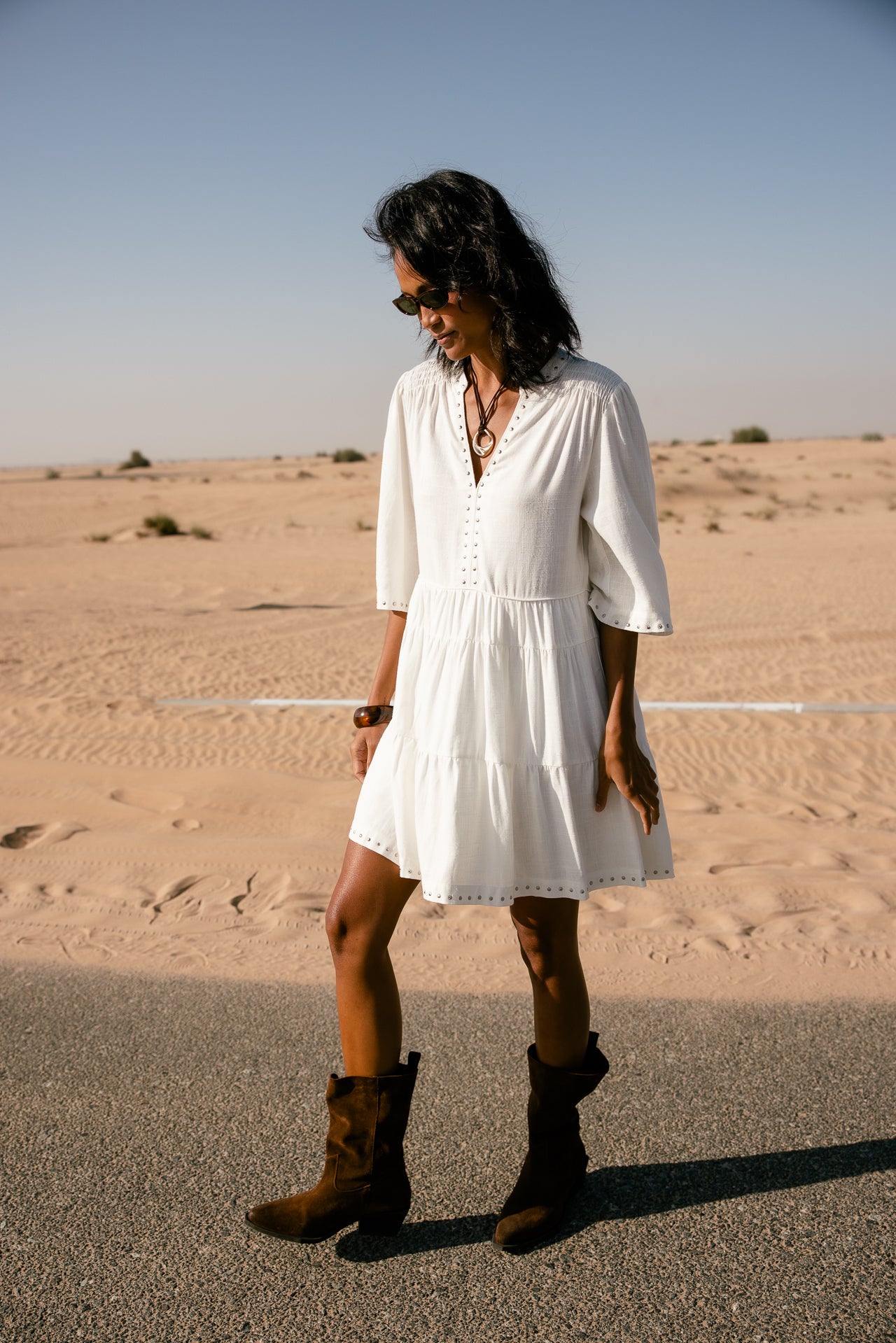 Robe Champêtre Blanc et Marron - Esprit Champêtre Robe Champêtre Blanc et Marron - Esprit Champêtre