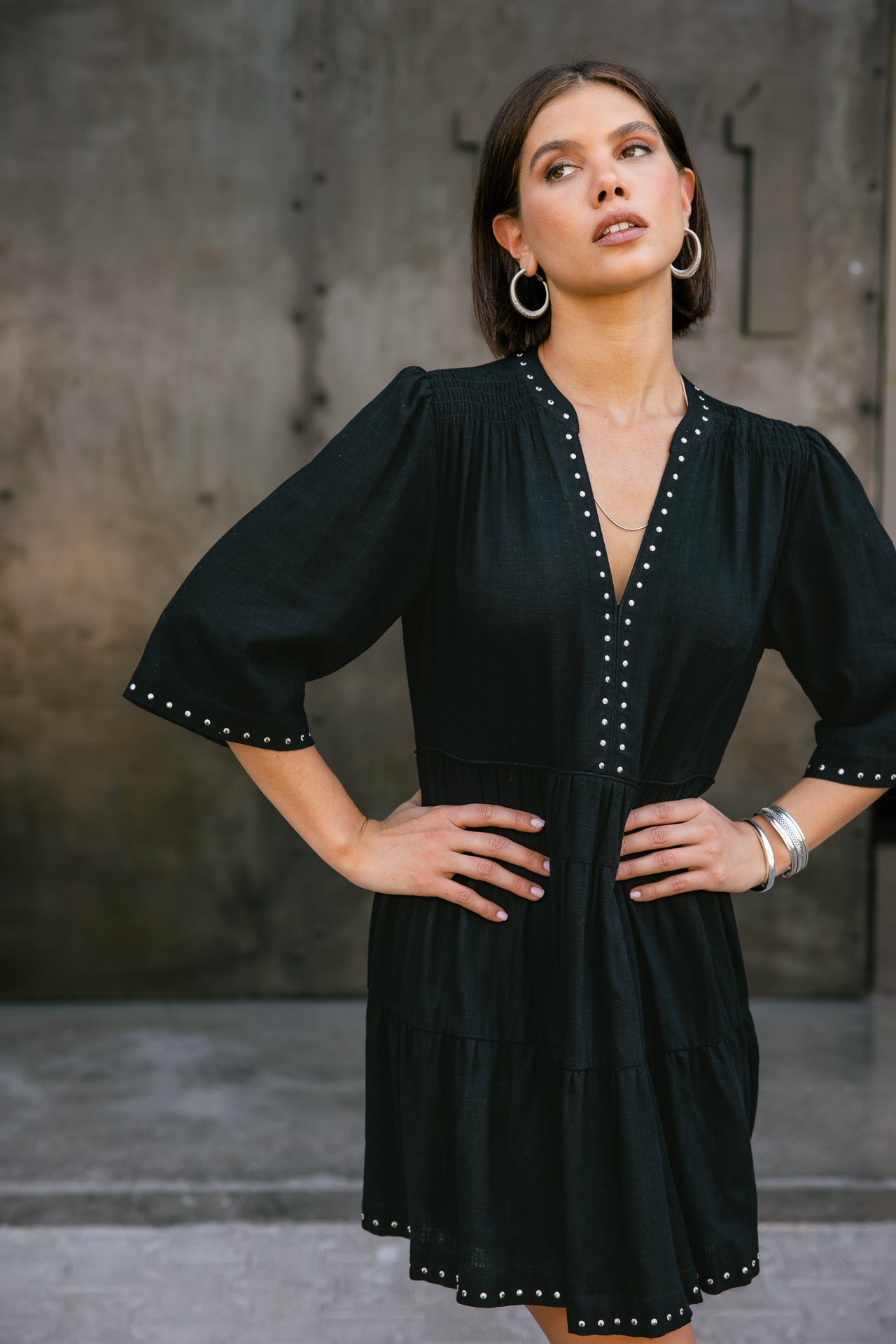 

Studded Detail Dress Women Reyeline Plain black | Freeman T. Porter