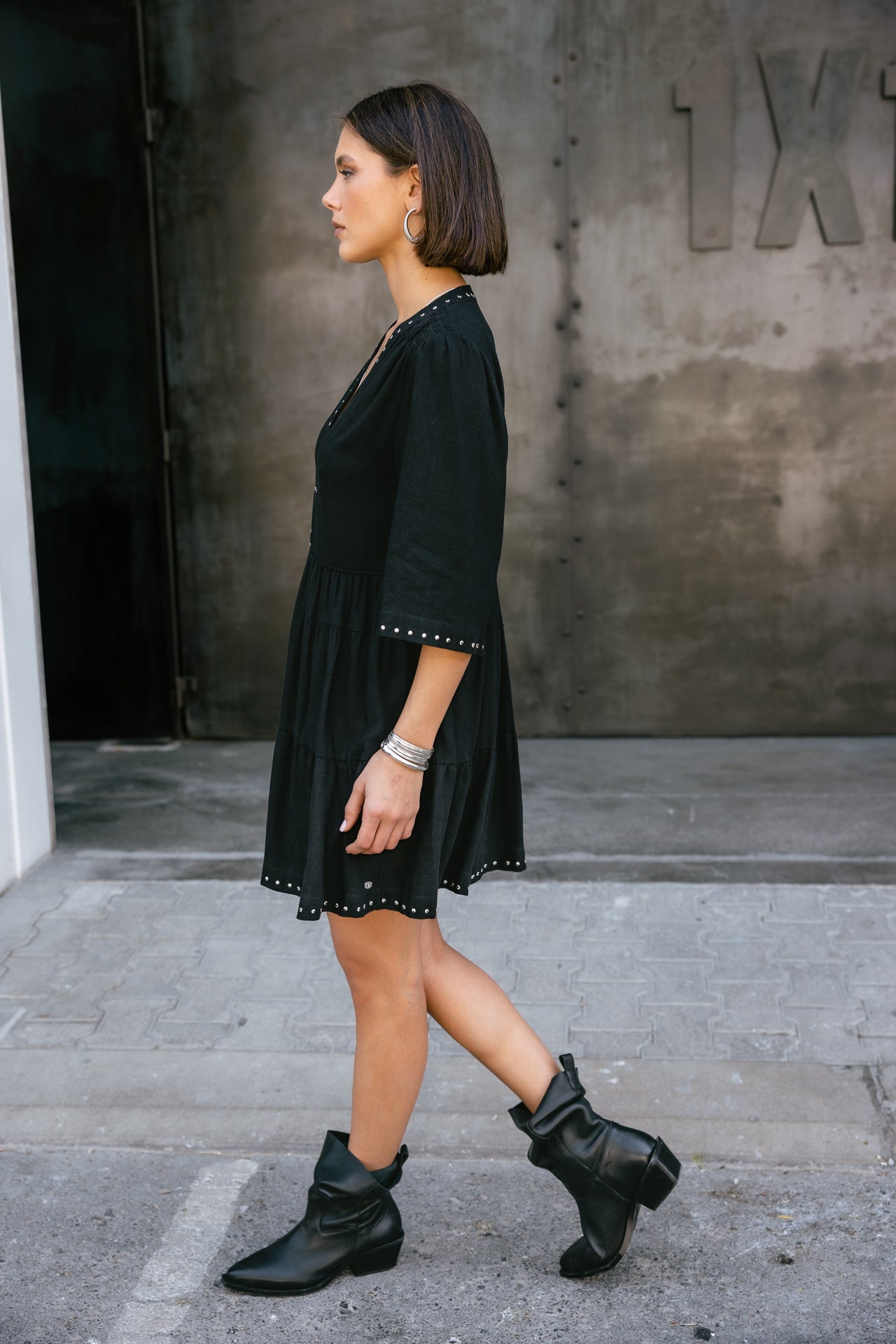 

Studded Detail Dress Women Reyeline Plain black | Freeman T. Porter