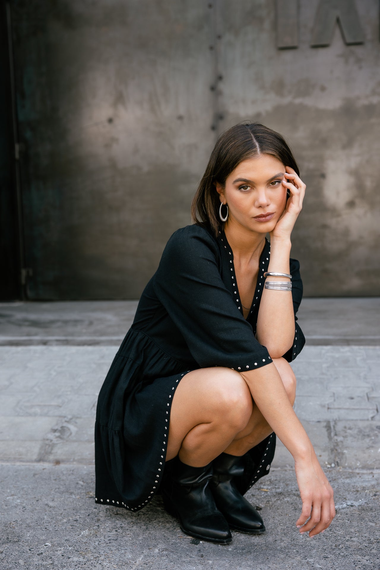 

Studded Detail Dress Women Reyeline Plain black | Freeman T. Porter