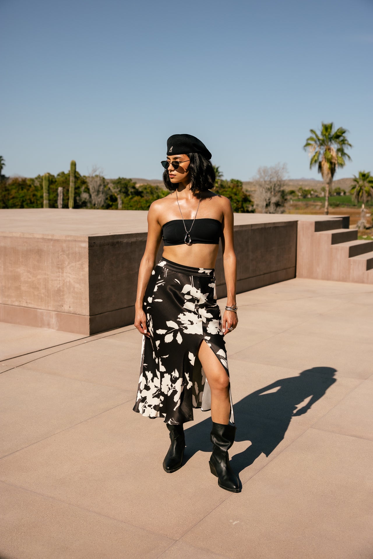 

Jupe mi-longue Femme Jaiss Floral Shadow ganache | Freeman T. Porter