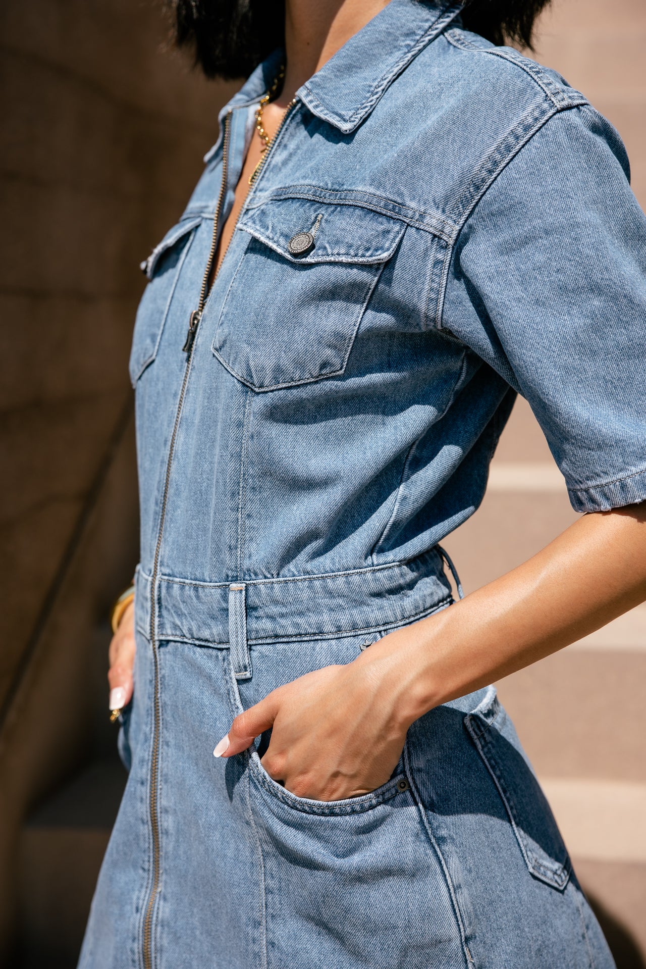 
              

Eng geschnittenes kurzes Kleid Damen Trishia Denim sparkly med | Freeman T. Porter
            