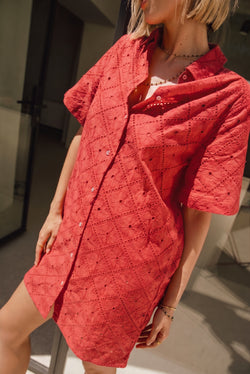 

Kurzes Hemdkleid mit Stickereien Damen Restia Beach Lace cayenne | Freeman T. Porter