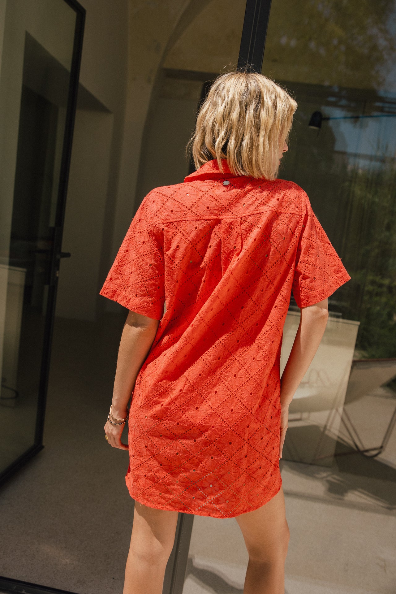 

Robe chemise courte à broderies  Femme Restia Beach Lace cayenne | Freeman T. Porter