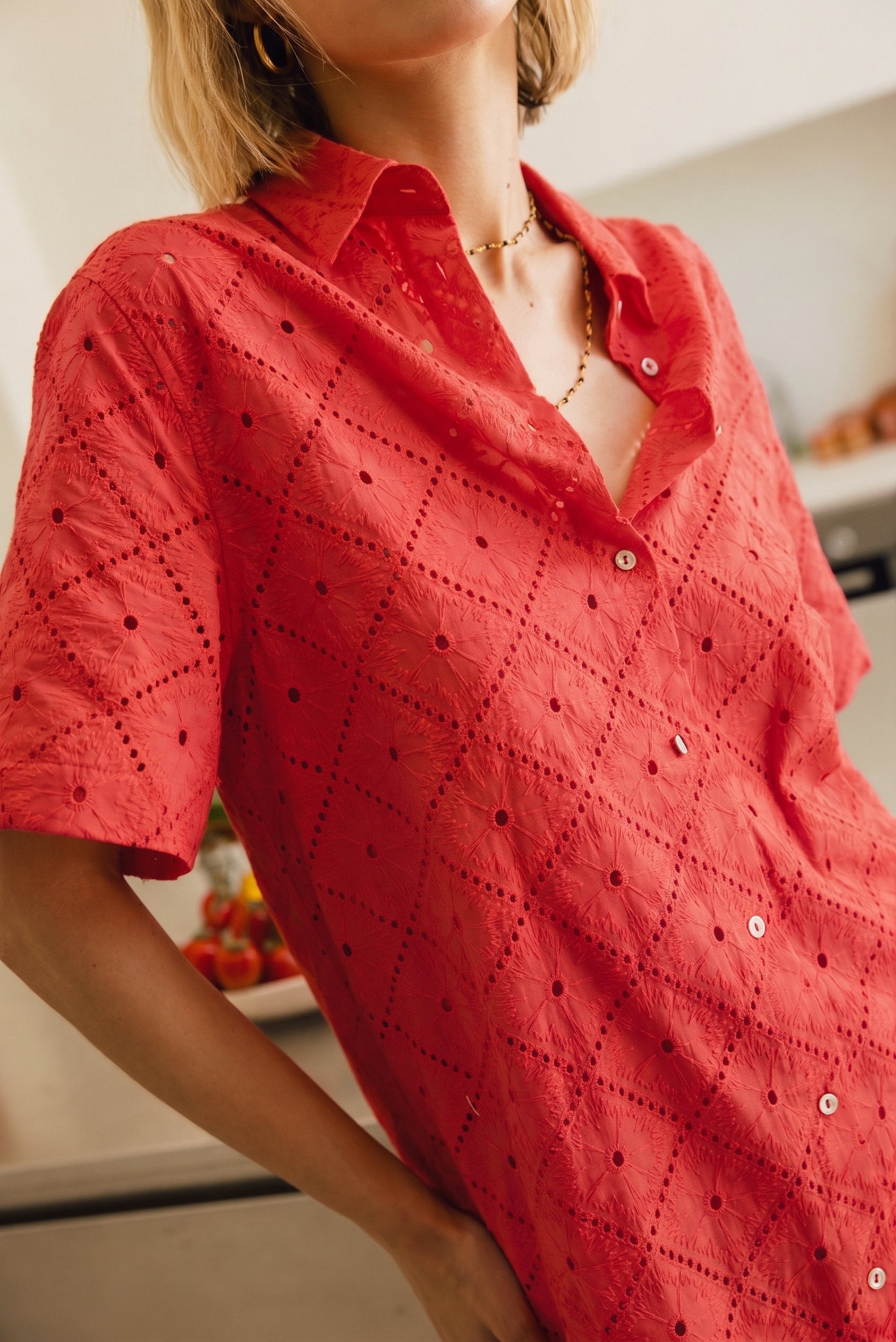 

Short embroidered shirt dress  Women Restia Beach Lace cayenne | Freeman T. Porter