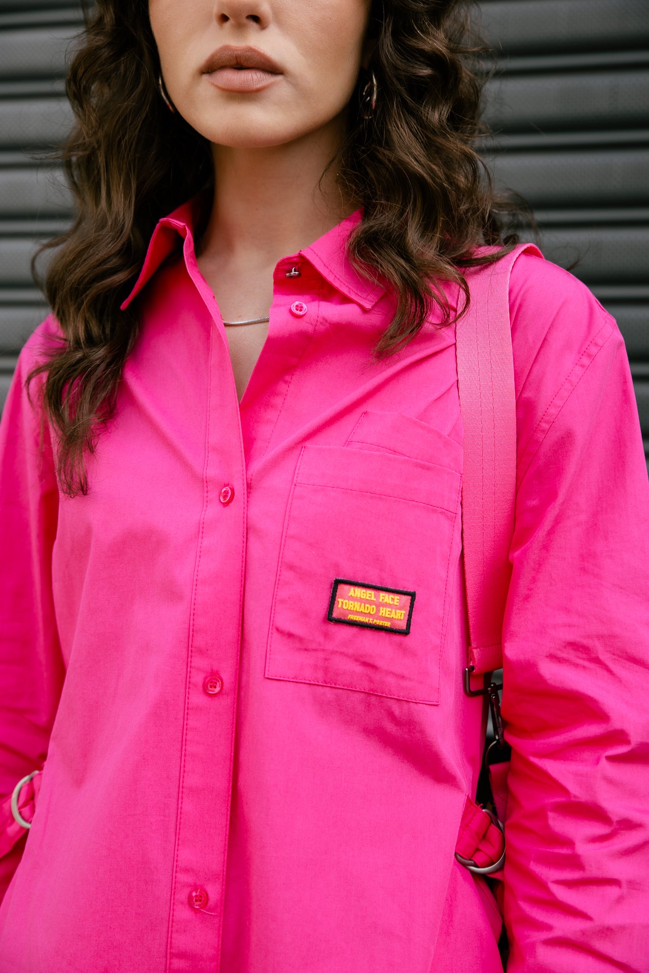 Ragaz Plain short shirt dress, magenta