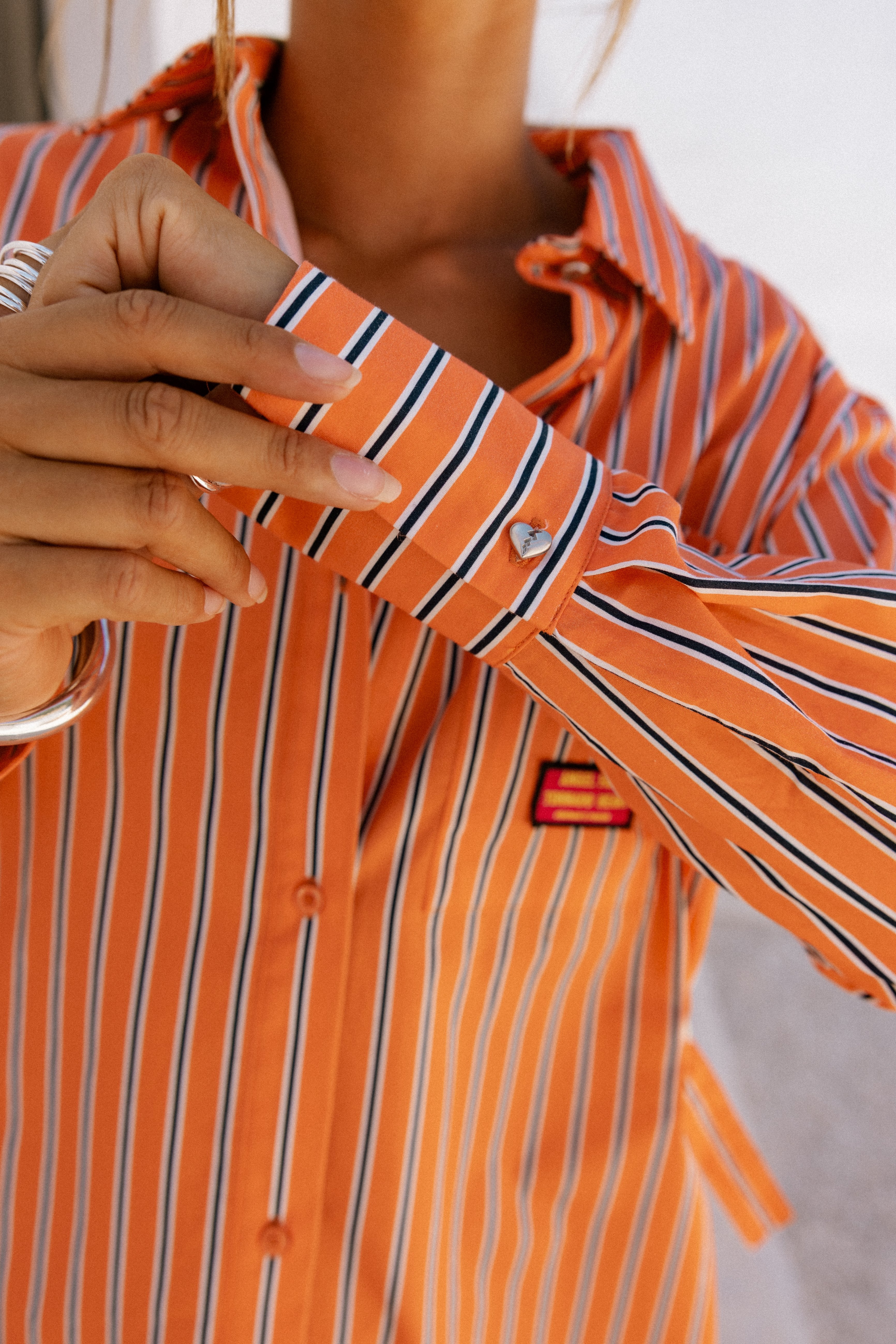 
              

Robe chemise courte à rayures Femme Ragaz Stripe orange peel | Freeman T. Porter
            