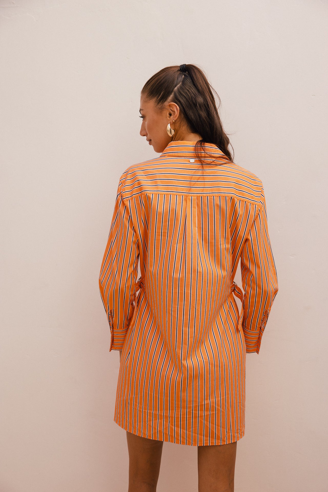 

Robe chemise courte à rayures Femme Ragaz Stripe orange peel | Freeman T. Porter
