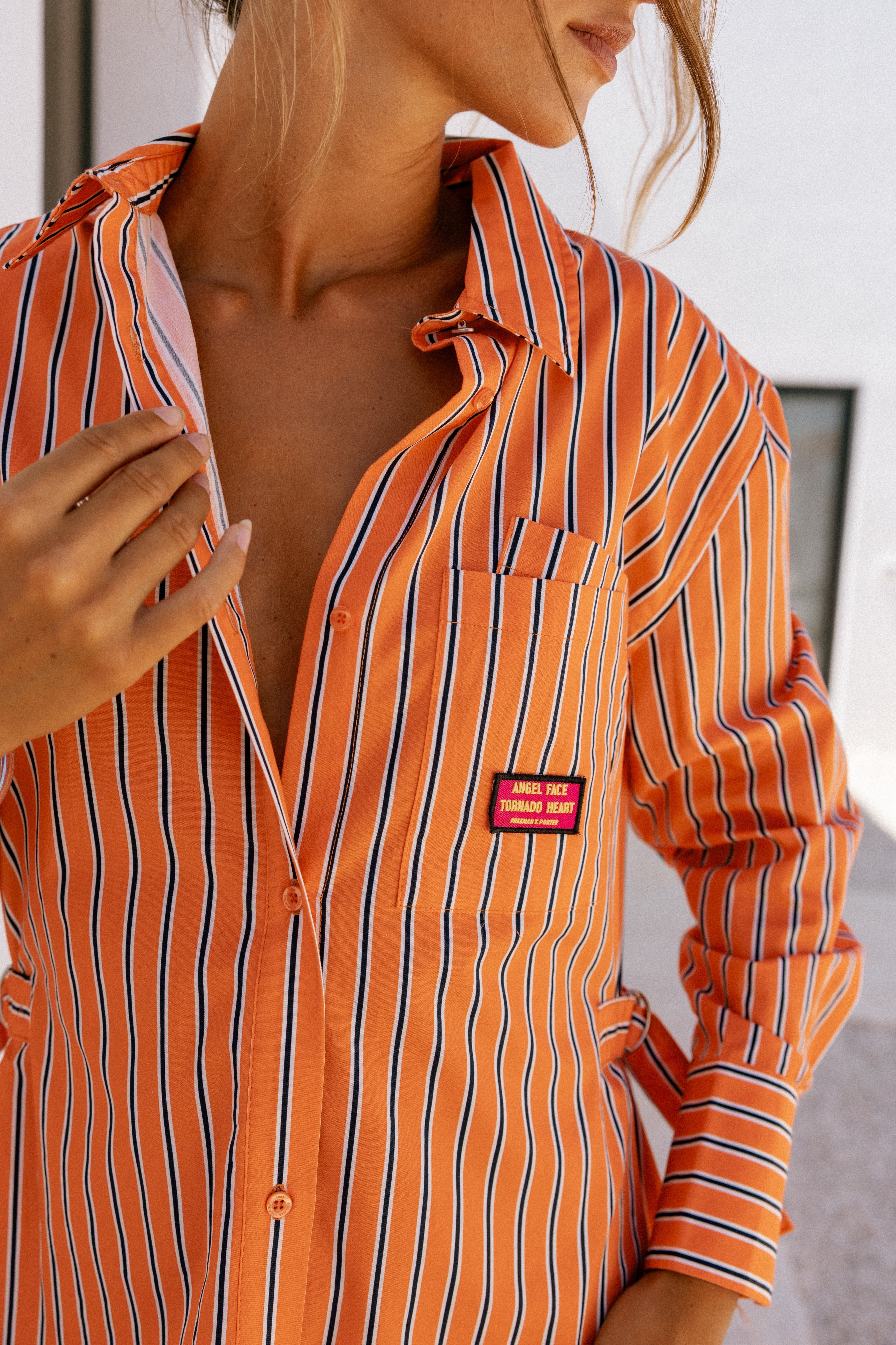 

Short striped shirt dress Women Ragaz Stripe orange peel | Freeman T. Porter