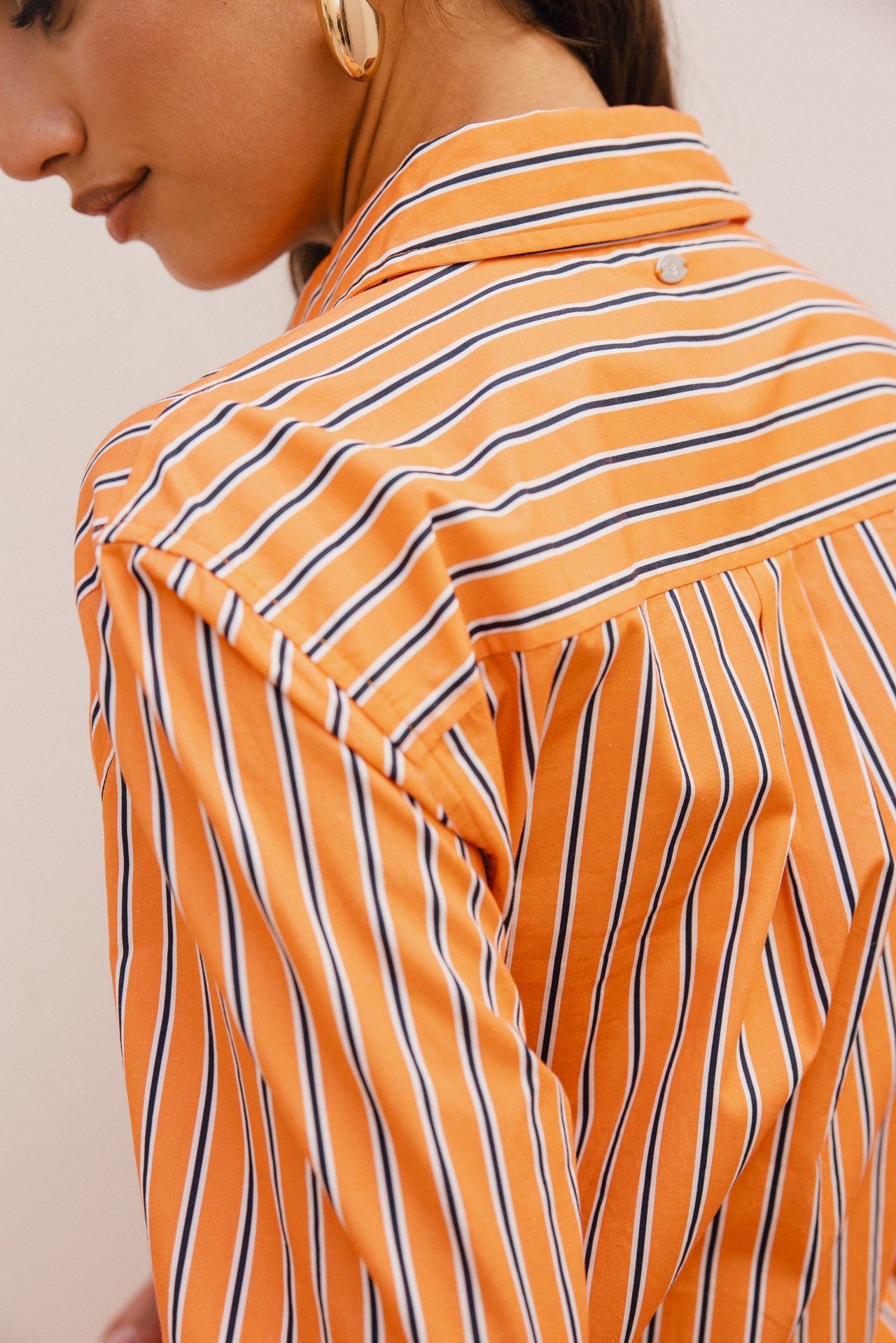

Robe chemise courte à rayures Femme Ragaz Stripe orange peel | Freeman T. Porter