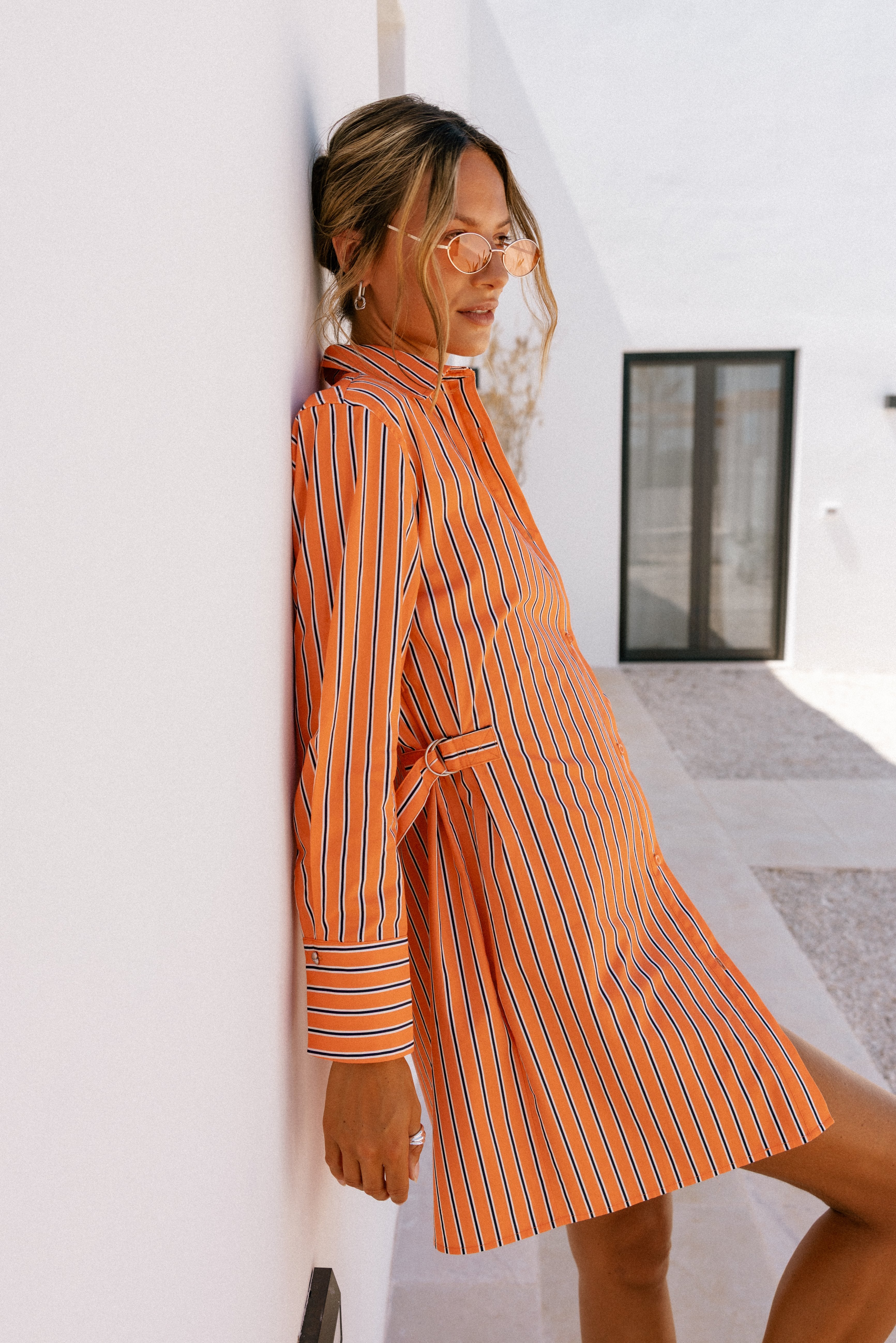 

Short striped shirt dress Women Ragaz Stripe orange peel | Freeman T. Porter