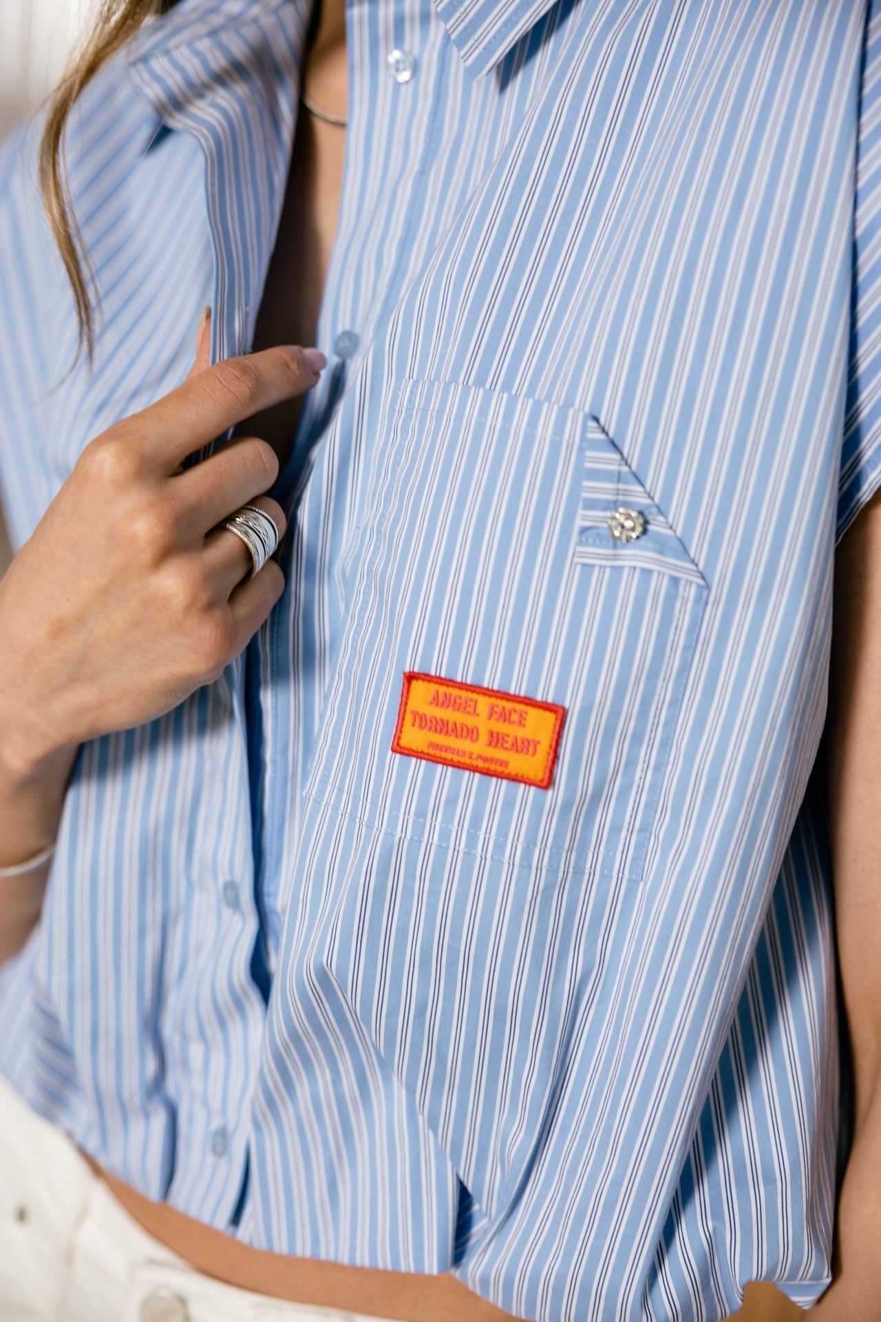 

Chemise large bas élastiqué Femme Chilly Stripe granada sky | Freeman T. Porter