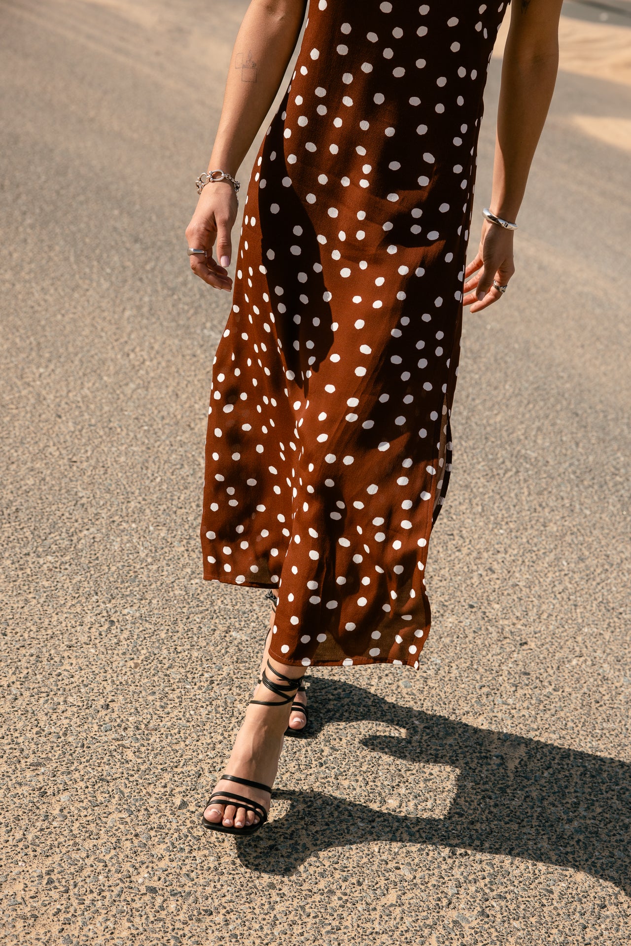 Risama Dots maxi dress, brown | Freeman T. Porter Risama Dots maxi dress, brown | Freeman T. Porter