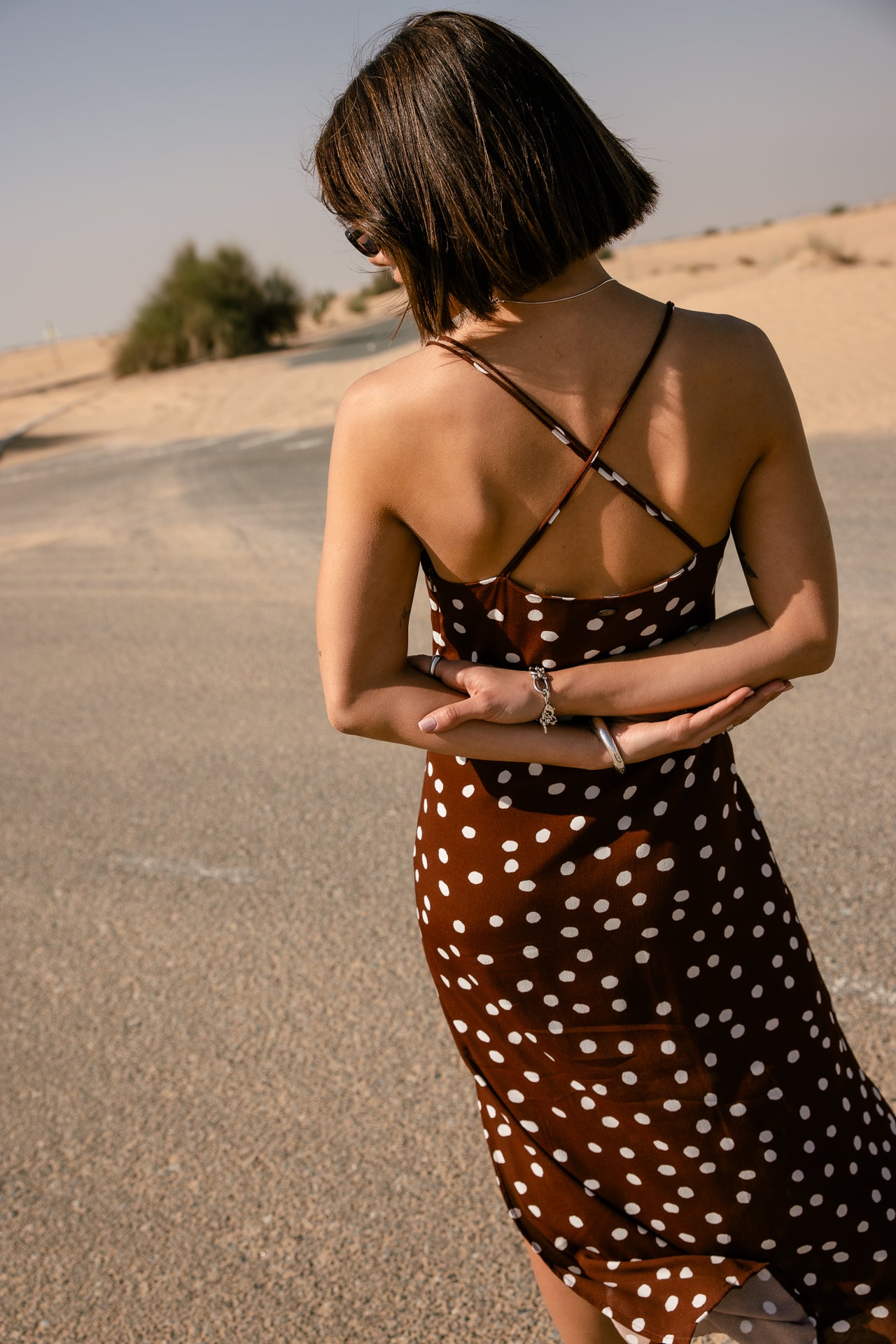 Risama Dots maxi dress, brown | Freeman T. Porter Risama Dots maxi dress, brown | Freeman T. Porter