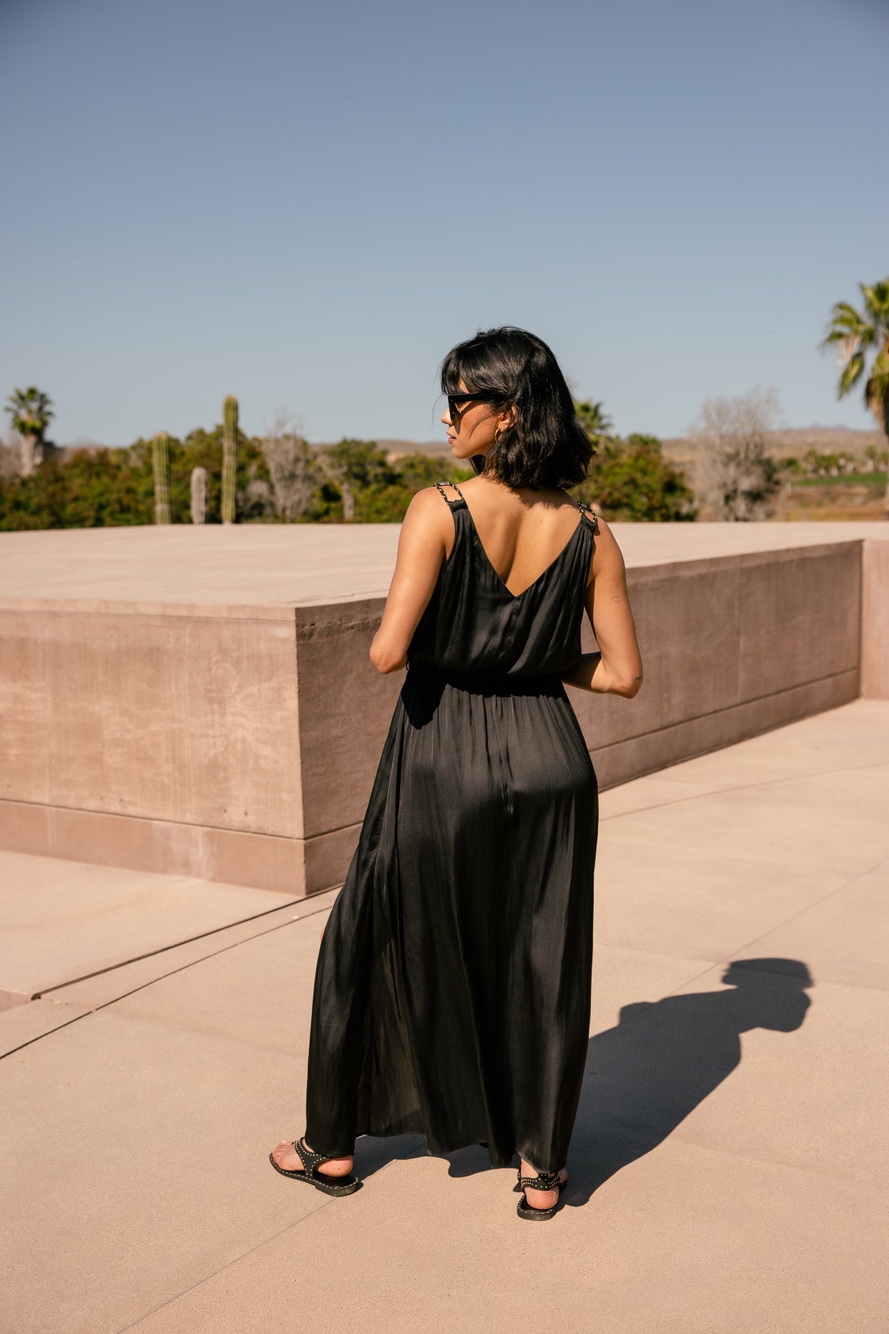 Maxi dress with fancy straps Raessy Plain, black | Freeman T. Porter Maxi dress with fancy straps Raessy Plain, black | Freeman T. Porter