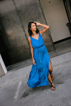 

Maxikleid mit verspielten Trägern Damen Raessy Plain princess blue | Freeman T. Porter