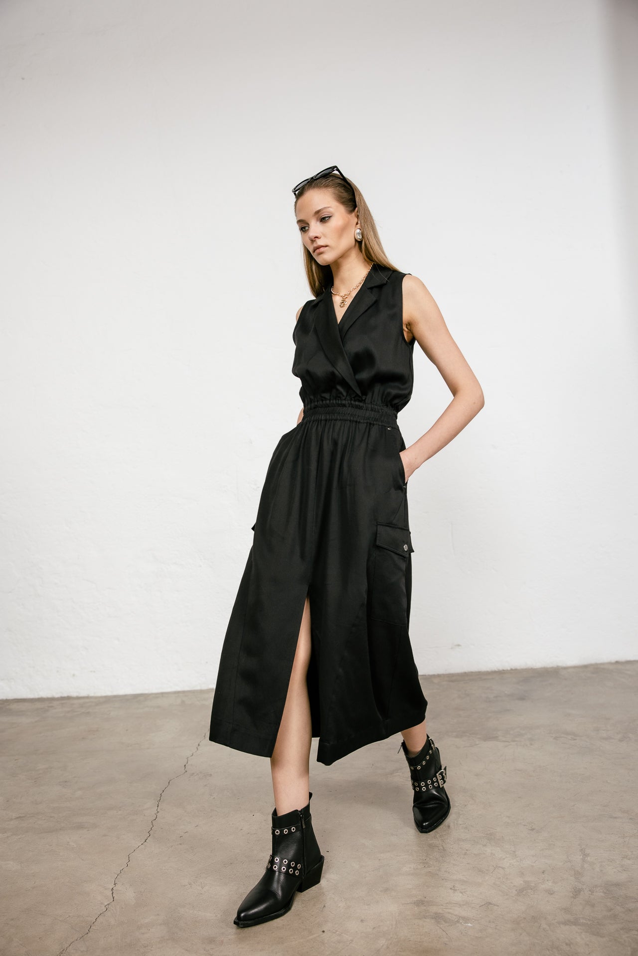 

Vestido midi  Mujer Row Plain black | Freeman T. Porter