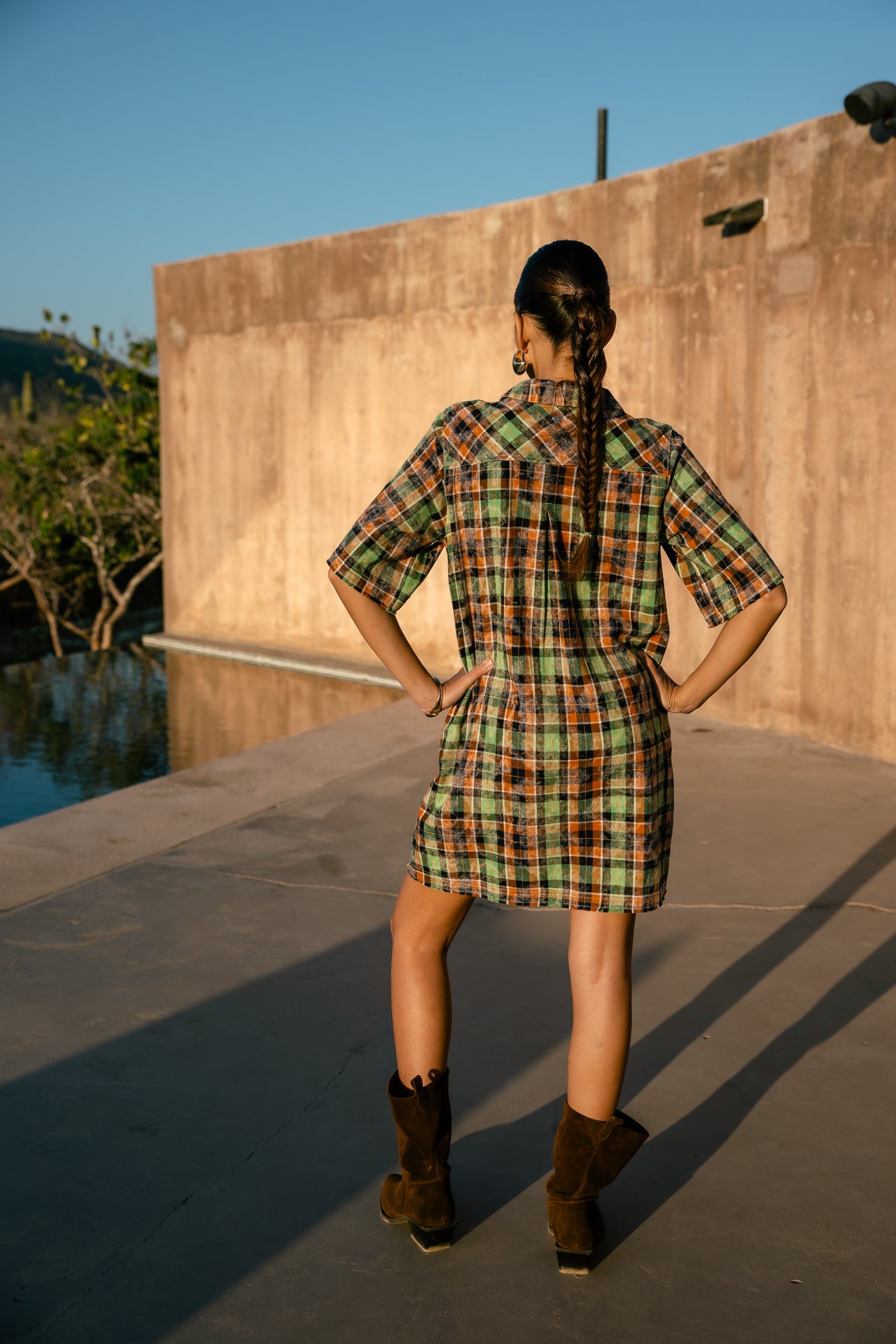 Short shirt dress Rollyne Bleached Checks, vibrant green | Freeman T. Porter Short shirt dress Rollyne Bleached Checks, vibrant green | Freeman T. Porter