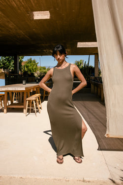 

Maxikleid aus Strick Damen Redge olive night | Freeman T. Porter