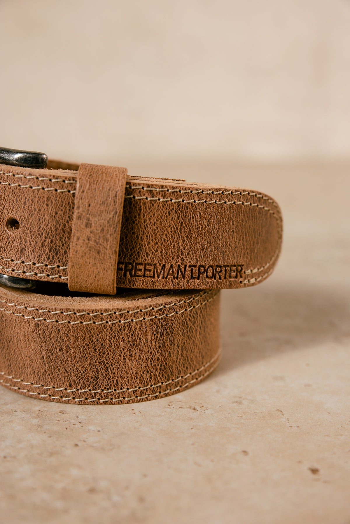Ceinture Cuir Roma Tony & Paul - Marron Clair Uni, Fabriquée à La Main En Italie