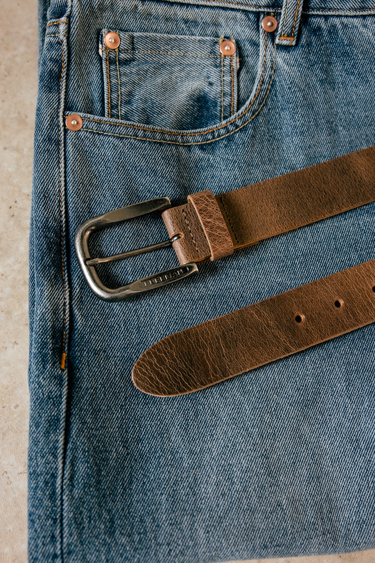 

Ceinture en cuir Homme Tiberius tobacco | Freeman T. Porter