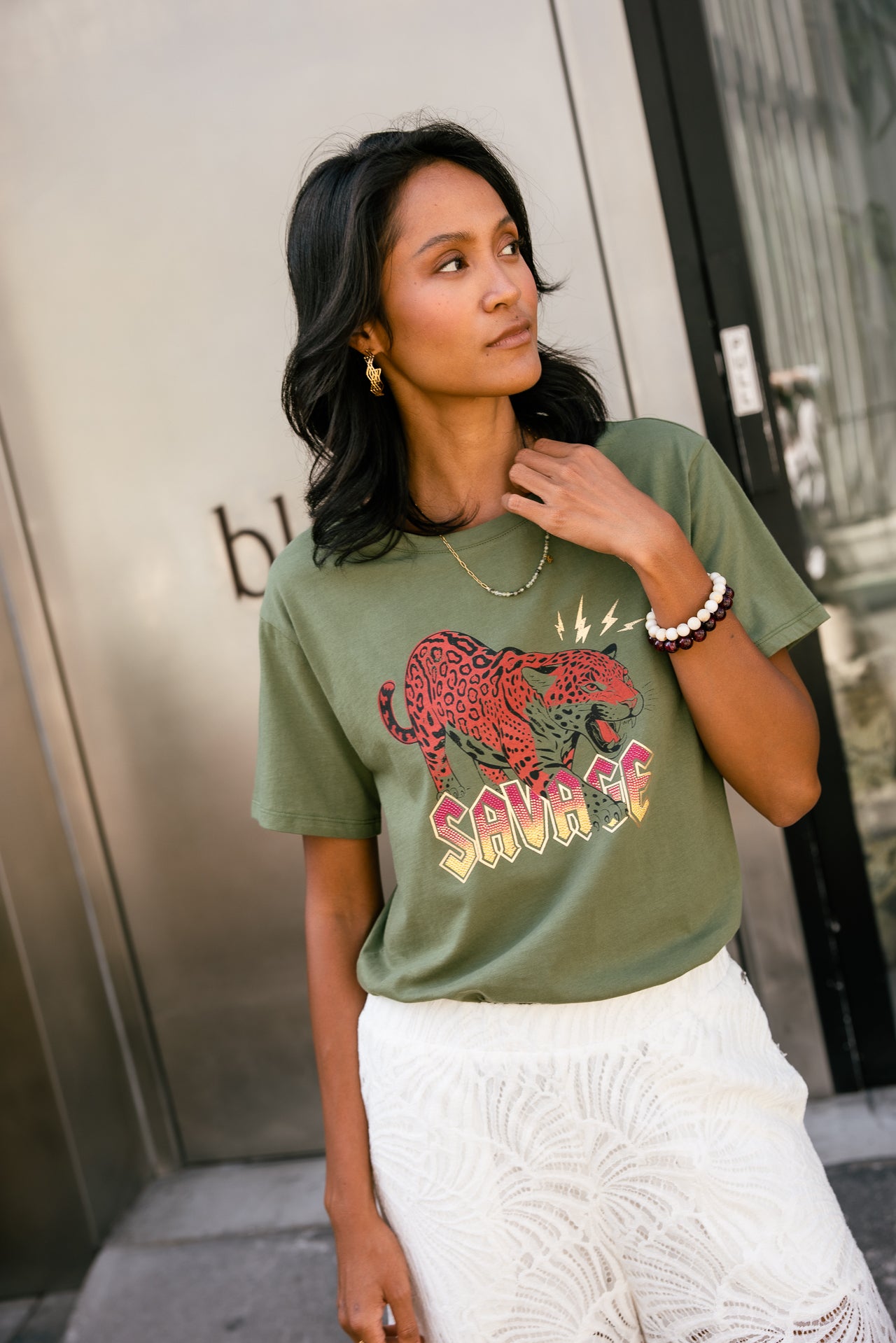 

Bedrucktes T-Shirt Damen Suria Panther loden green | Freeman T. Porter