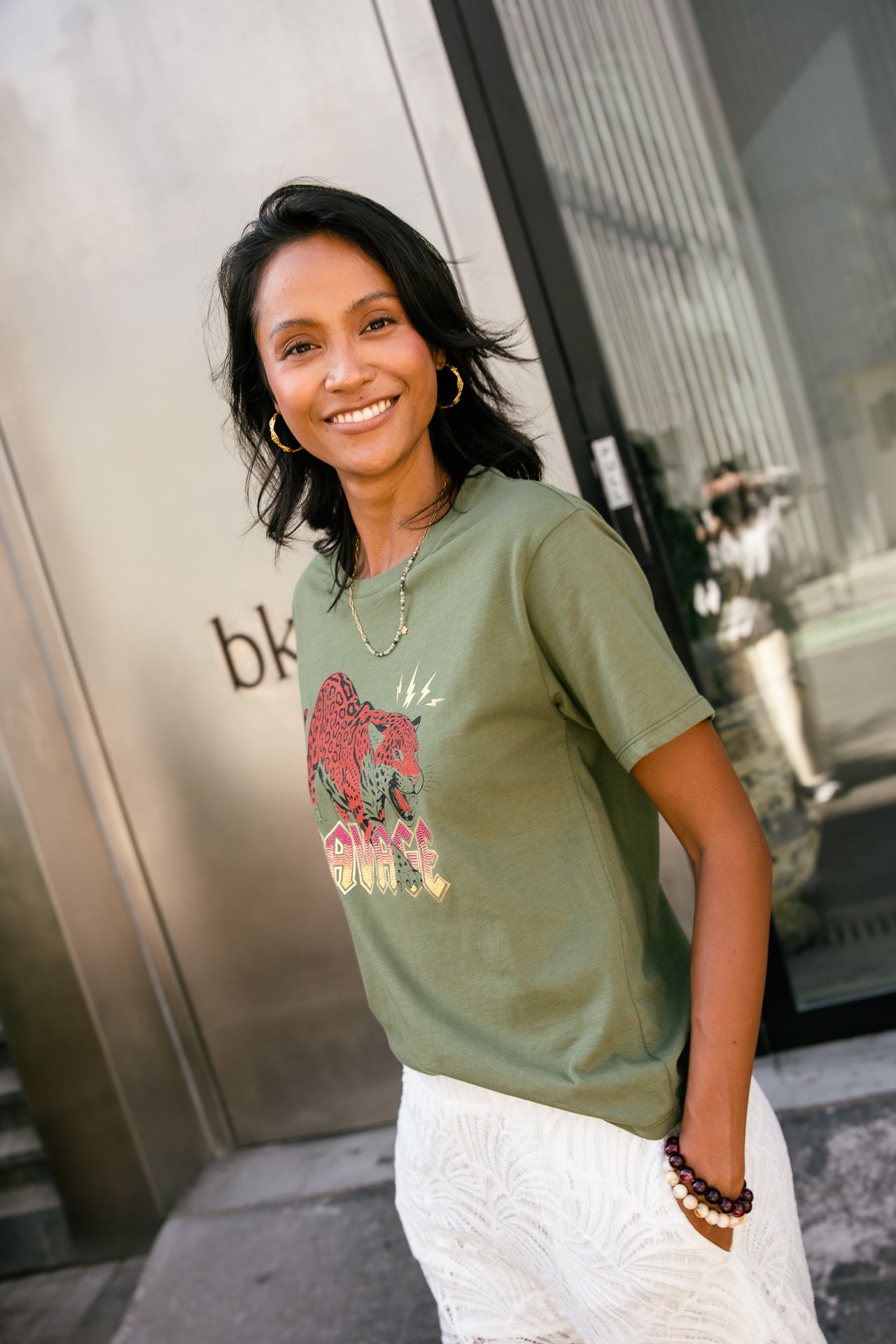 

Bedrucktes T-Shirt Damen Suria Panther loden green | Freeman T. Porter